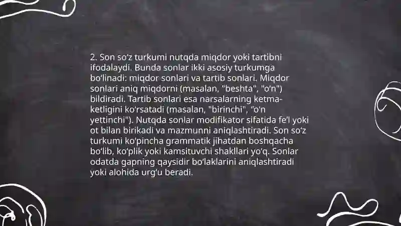 Son soʻz turkumi. 4
