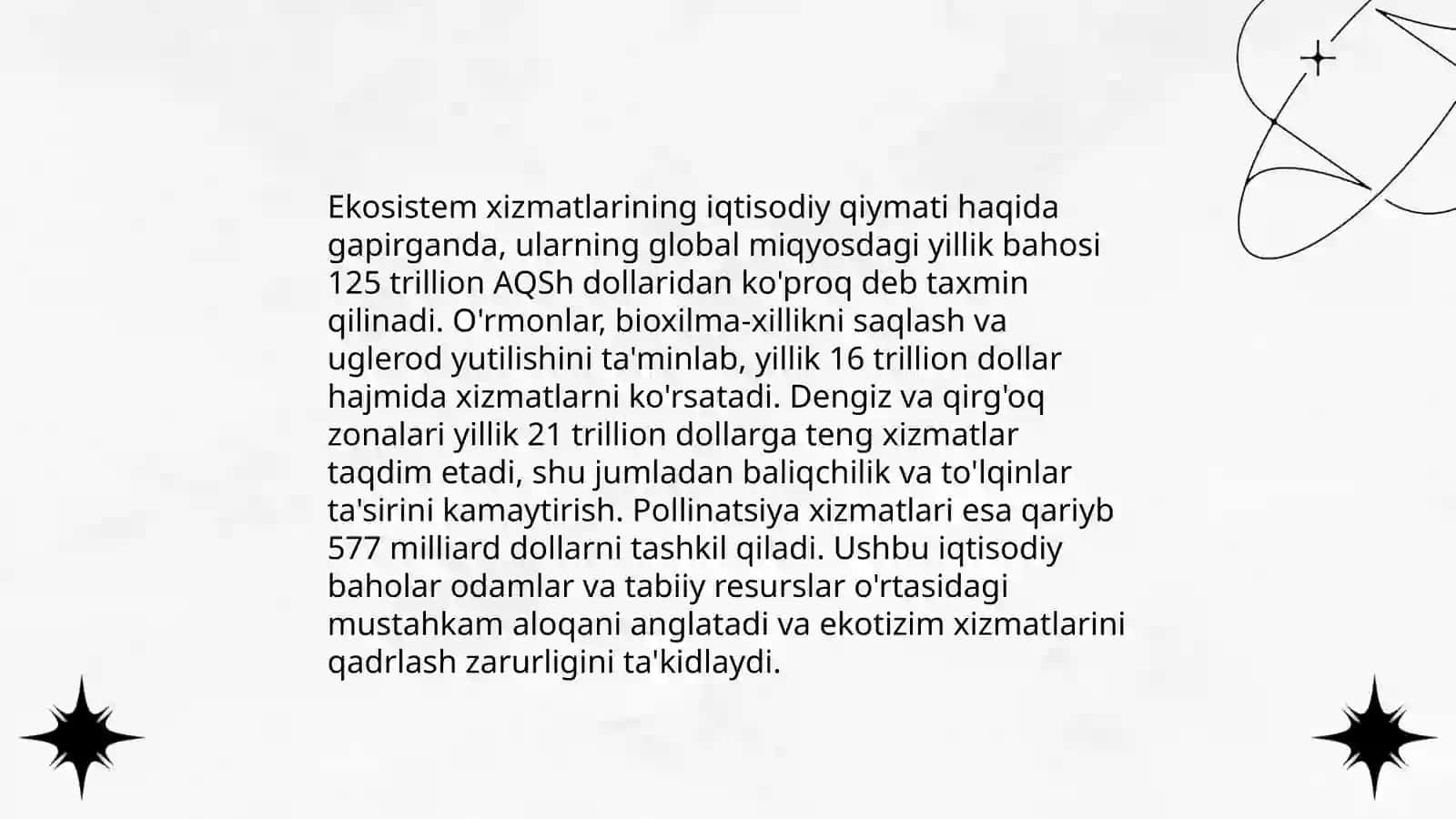 Ekotizim xizmatlarini iqtisodiy taxlil qilish 4