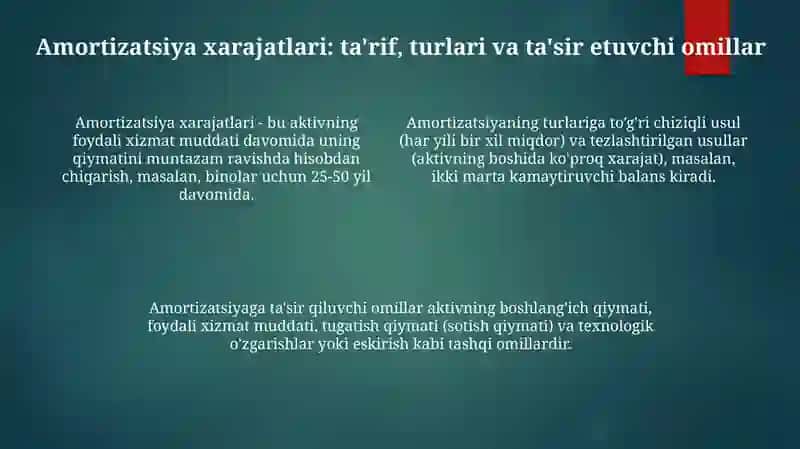 Mehnat haqi va amortizatsiya xarajatlari 4