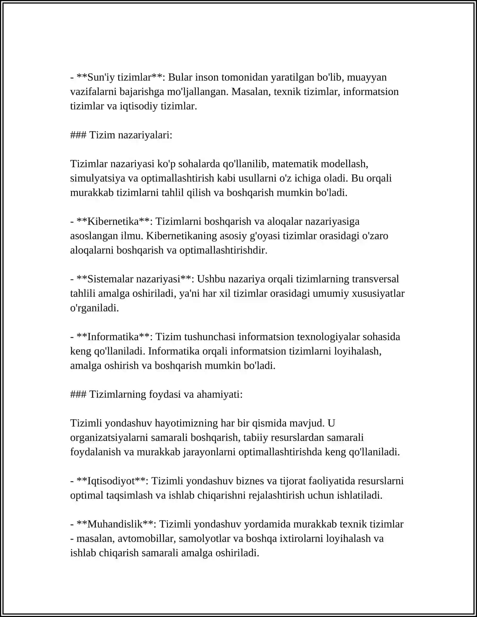 TIZIM HAQIDA TUSHUNCHA.AXBOROT TIZIMI.AXBOROY TIZIMLARI TASNIFI 4
