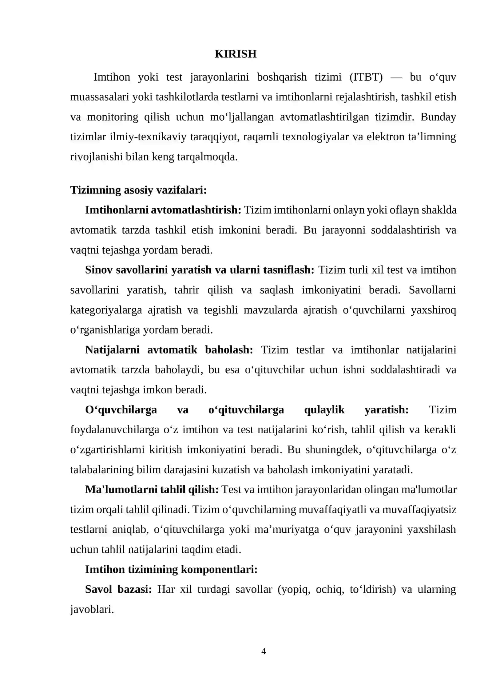 IMTIHON YOKI TEST JARAYONLARINI BOSHQARISH TIZIMI 4