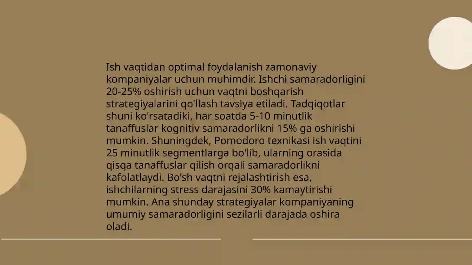 Ish vaqtidan foydalanishni tahlili. Mahsulot tarkibidagi mehnat sigʻimini tahlili 4