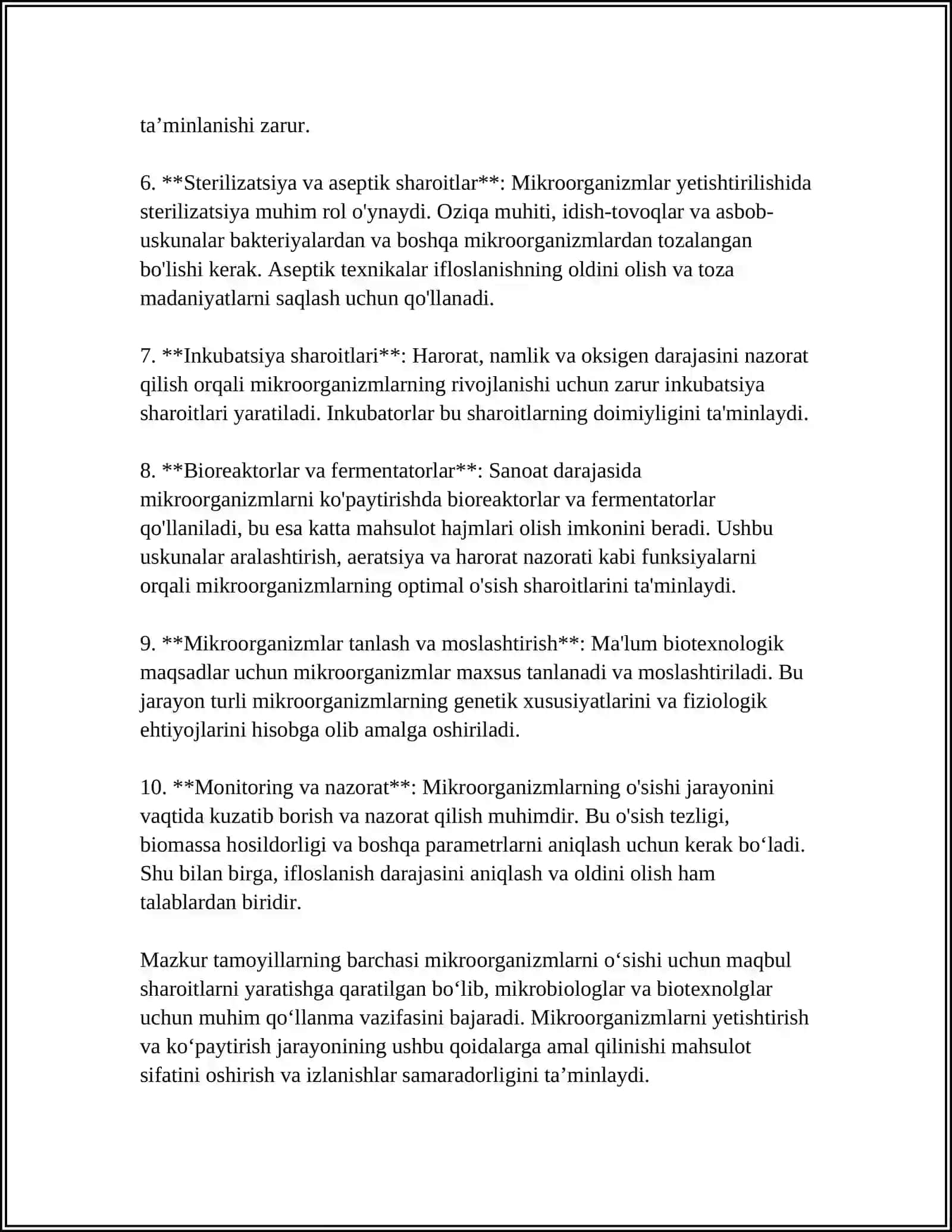 MIKROORGANIZMLARNI YETISHTIRISH VA KOʻPAYTIRISH 4