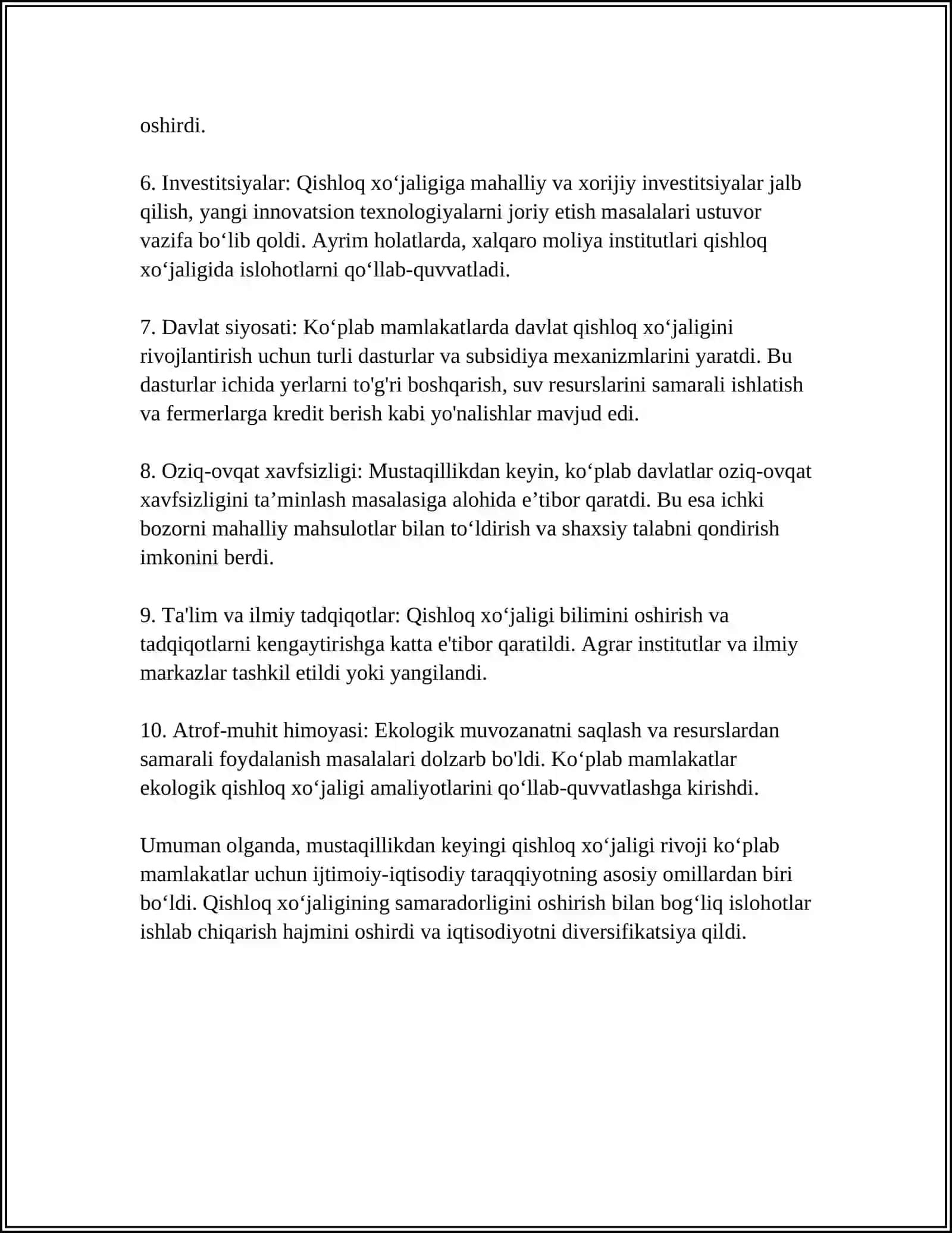 MUSTAQILLIK YILIDA QISHLOQ XOJALIGI VA SANOAT SOHASIDAGI O’ZGARISHLAR 4