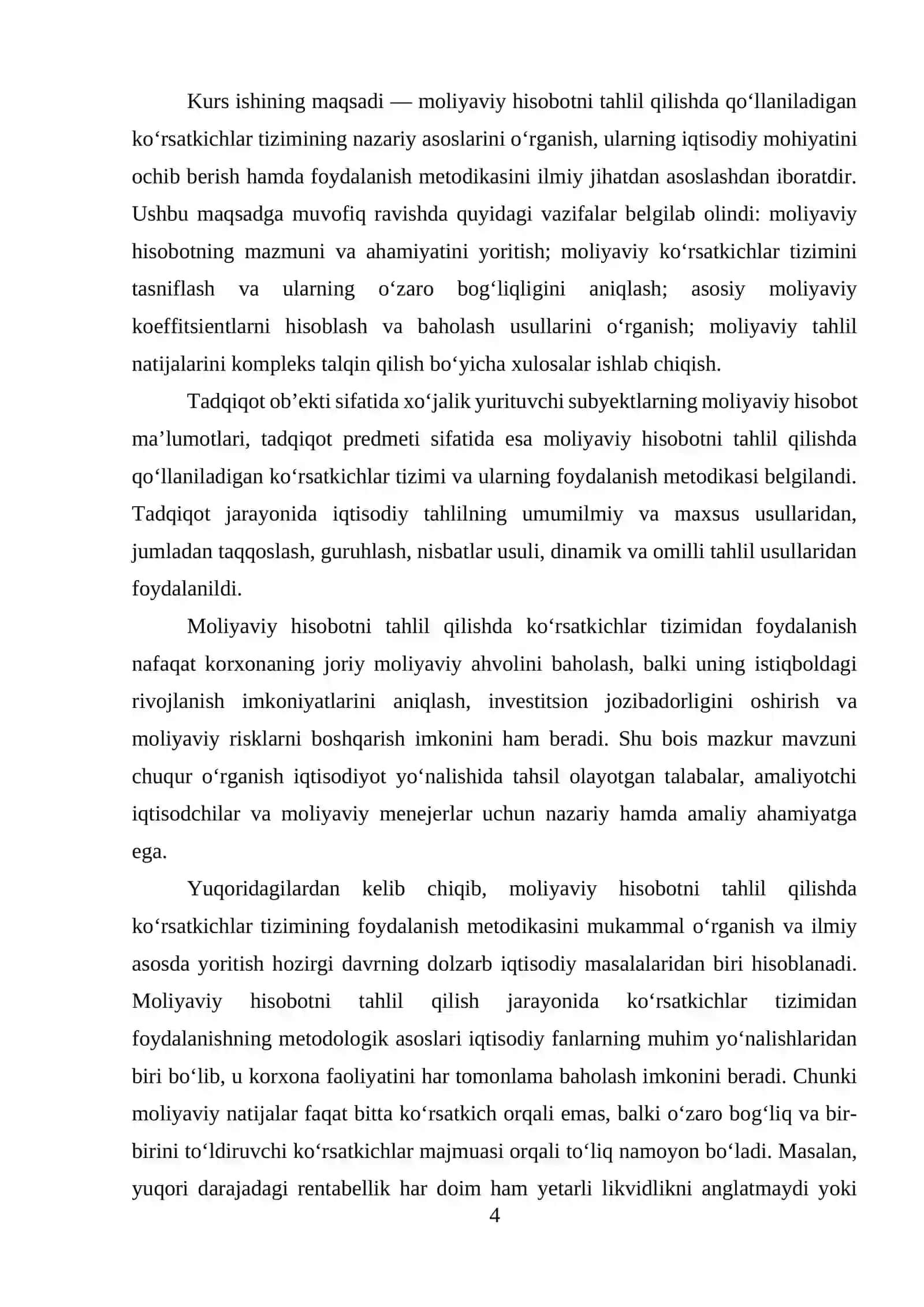 MOLIYAVIY HISOBOTNI TAHLIL QILISHDA KO‘RSATKICHLAR TIZIMINING FOYDALANISH METODIKASI 4