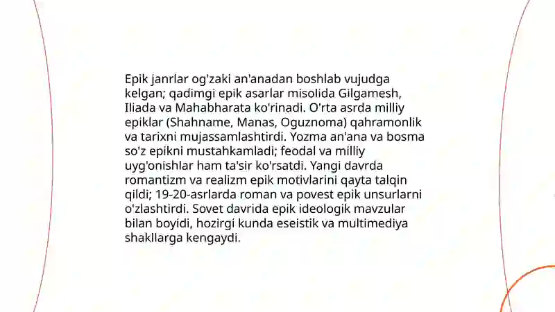 Epik tur va uning janrlari 4