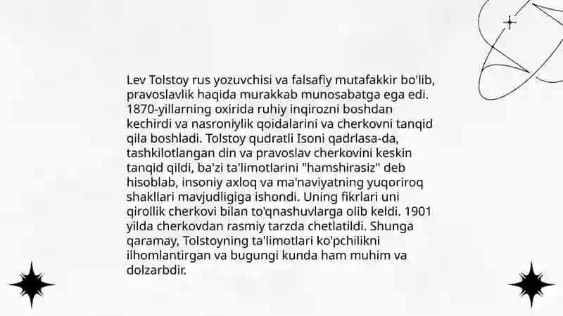 Lev Tolstoyning “Iqrornoma” asaridagi diniy eʼtiqodlarni tahlil etish 4