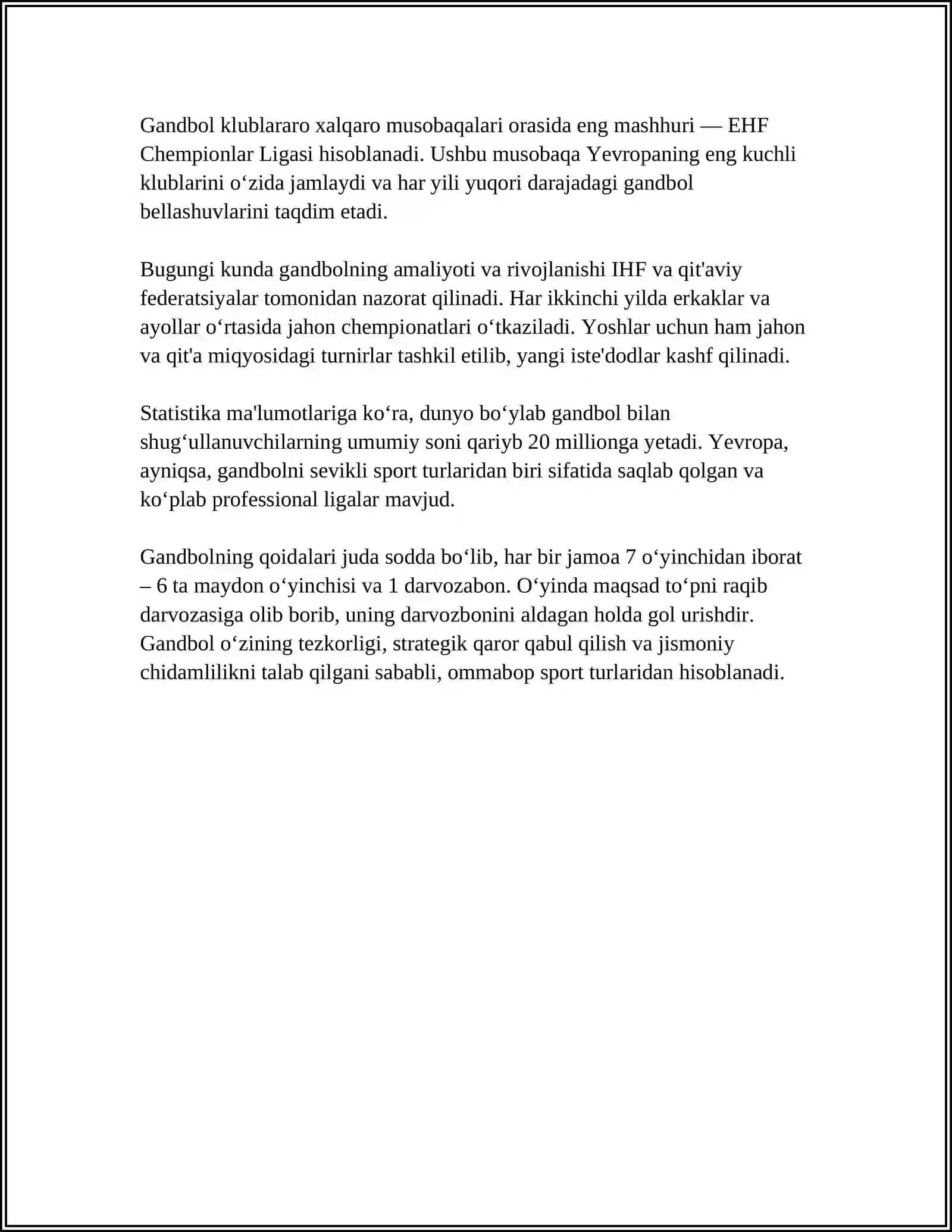 GANDBOL SPORT TURINING TEXNIKASI VA TAKTIKASI 4