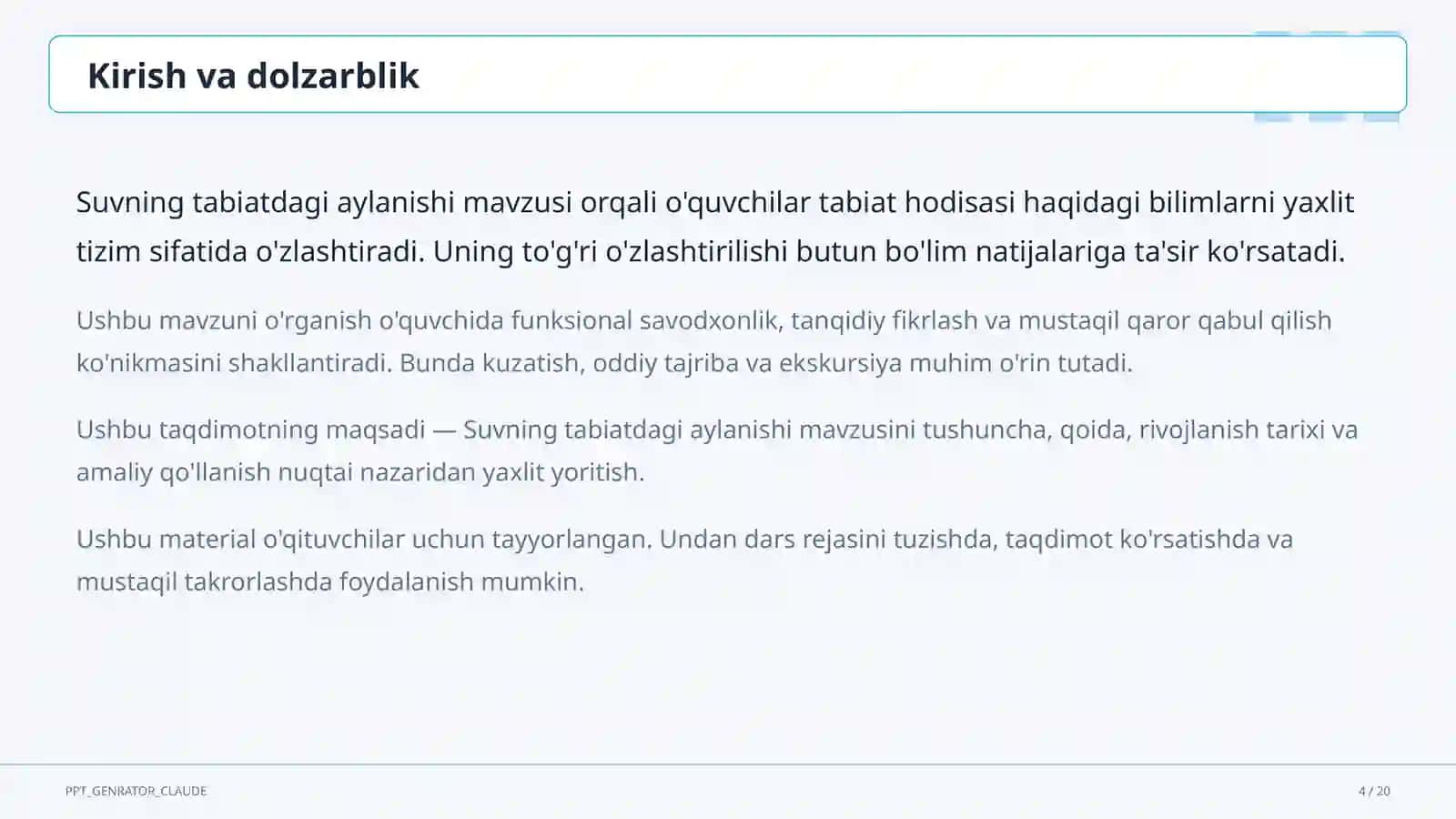 Suvning tabiatdagi aylanishi (2-sinf) 4