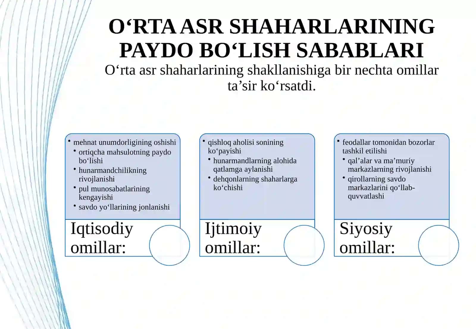 O‘RTA ASR SHAHARLARINING PAYDO BO‘LISHI 4