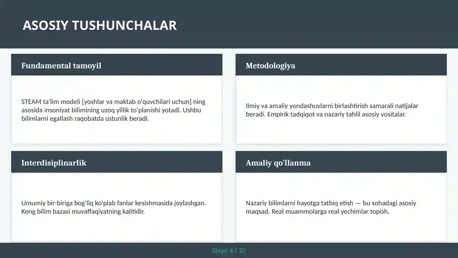 STEAM TA'LIM MODELI [YOSHLAR VA MAKTAB O'QUVCHILARI UCHUN] 4