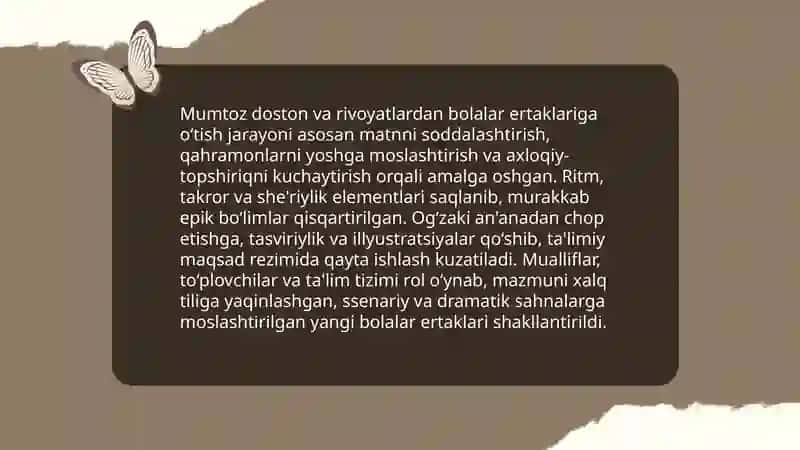 Bolalar adabiyoti va bolalar folklorining mumtoz adabiyot namunalari bilan bogʻliqligi 4