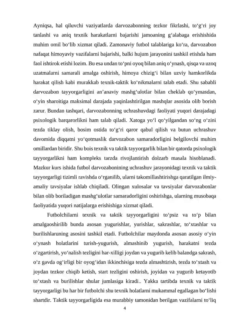 Futbol darvazobonining uchrashuvda texnik va taktik tayyorgarligi 4
