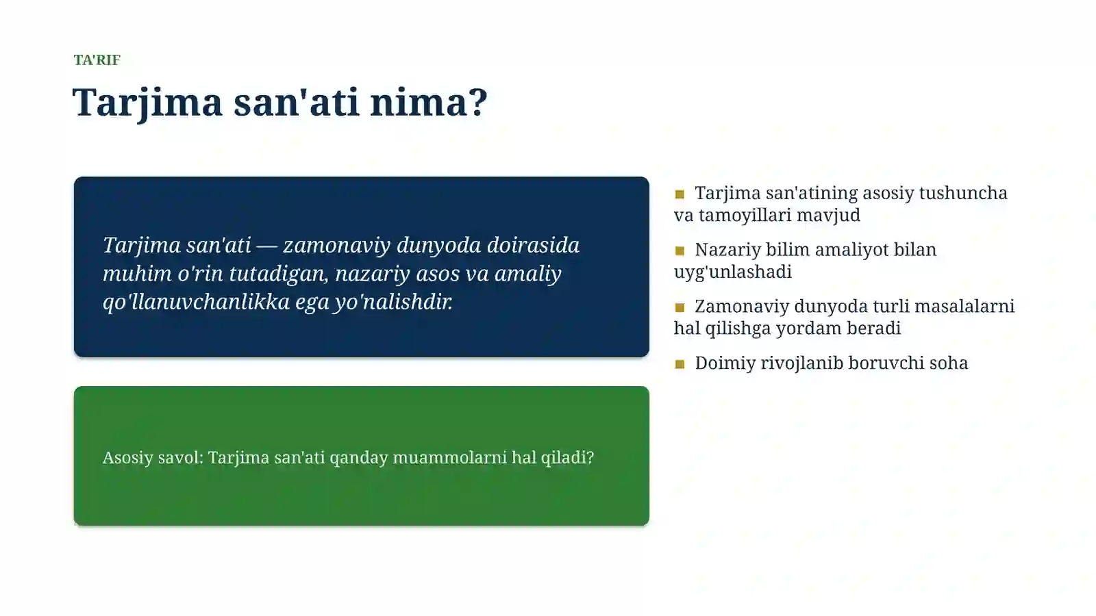 ZAMONAVIY DUNYODA 4