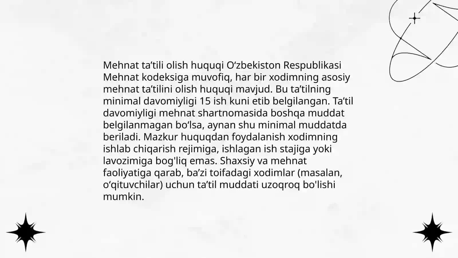 Mehnat ta’tilining huquqiy asoslari 4