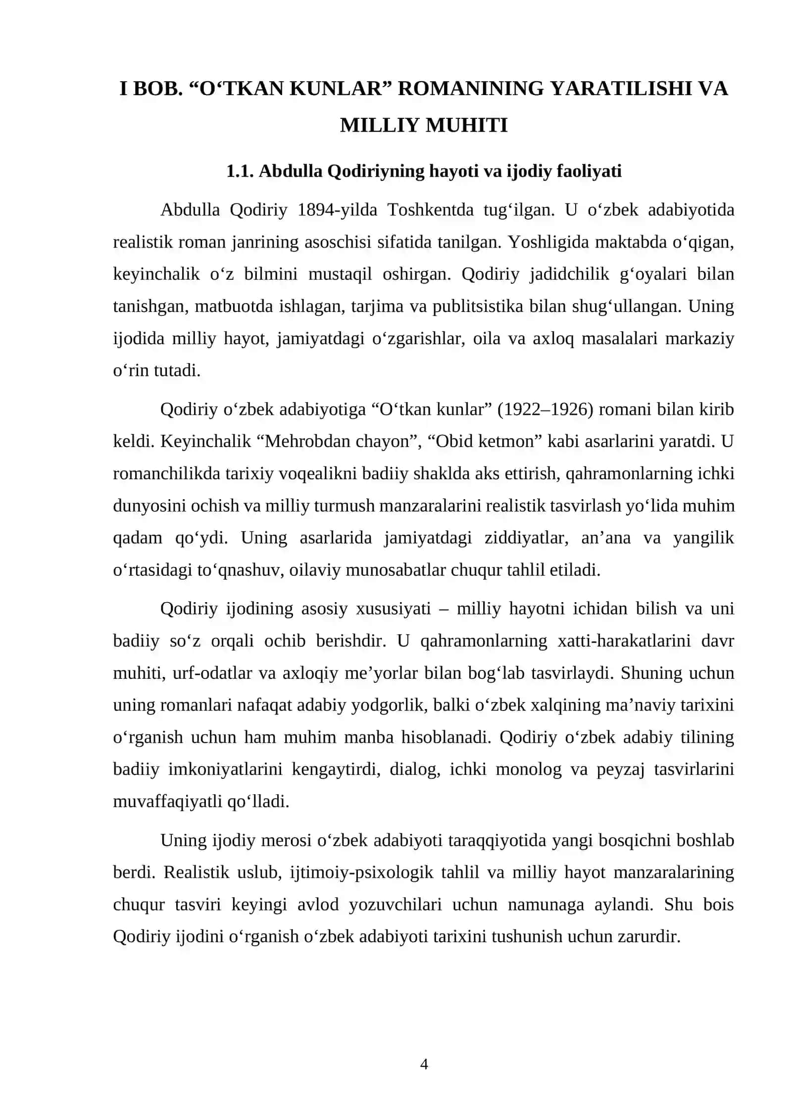 ABDULLA QODIRIYNING “O‘TKAN KUNLAR” ROMANIDA MILLIY QADRIYATLAR 4