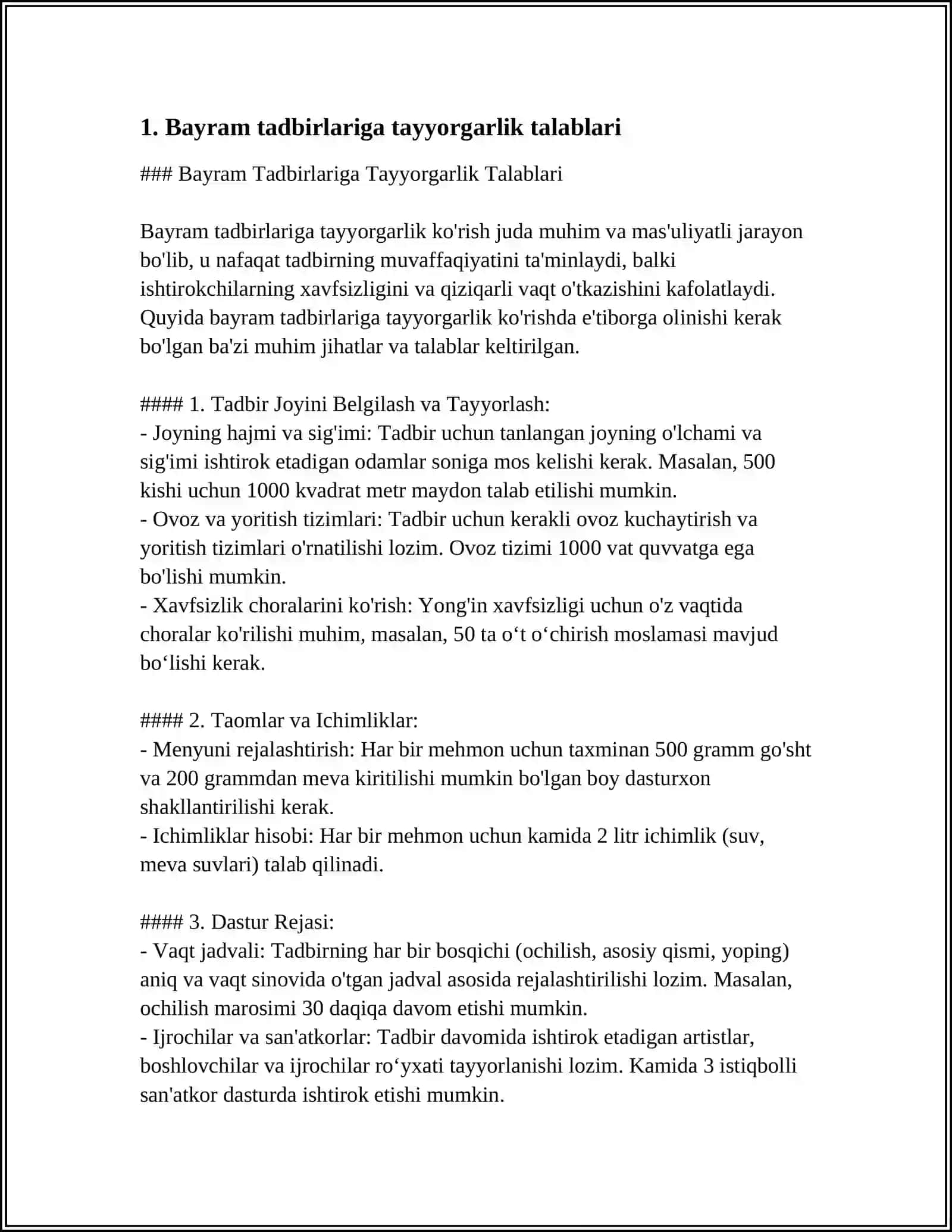 MUSIQA MASHG'ULOTLAR REJASIDA BAYRAM TADBIRLARI STSENARIYASINI ISHLAB CHIQISH VA O'TKAZISHGA QO'YILADIGAN TALABLAR 4