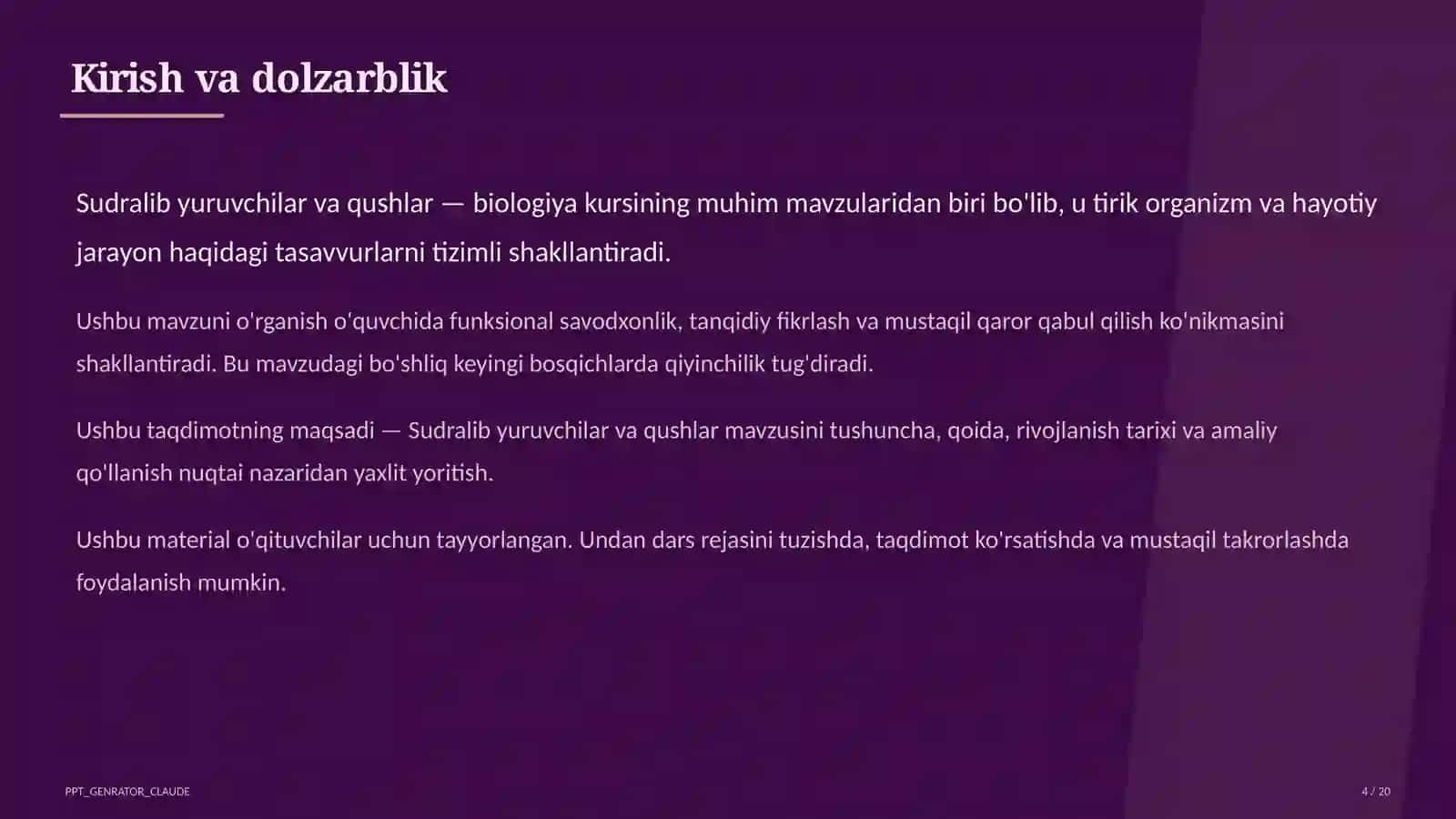 Sudralib yuruvchilar va qushlar (7-sinf) 4