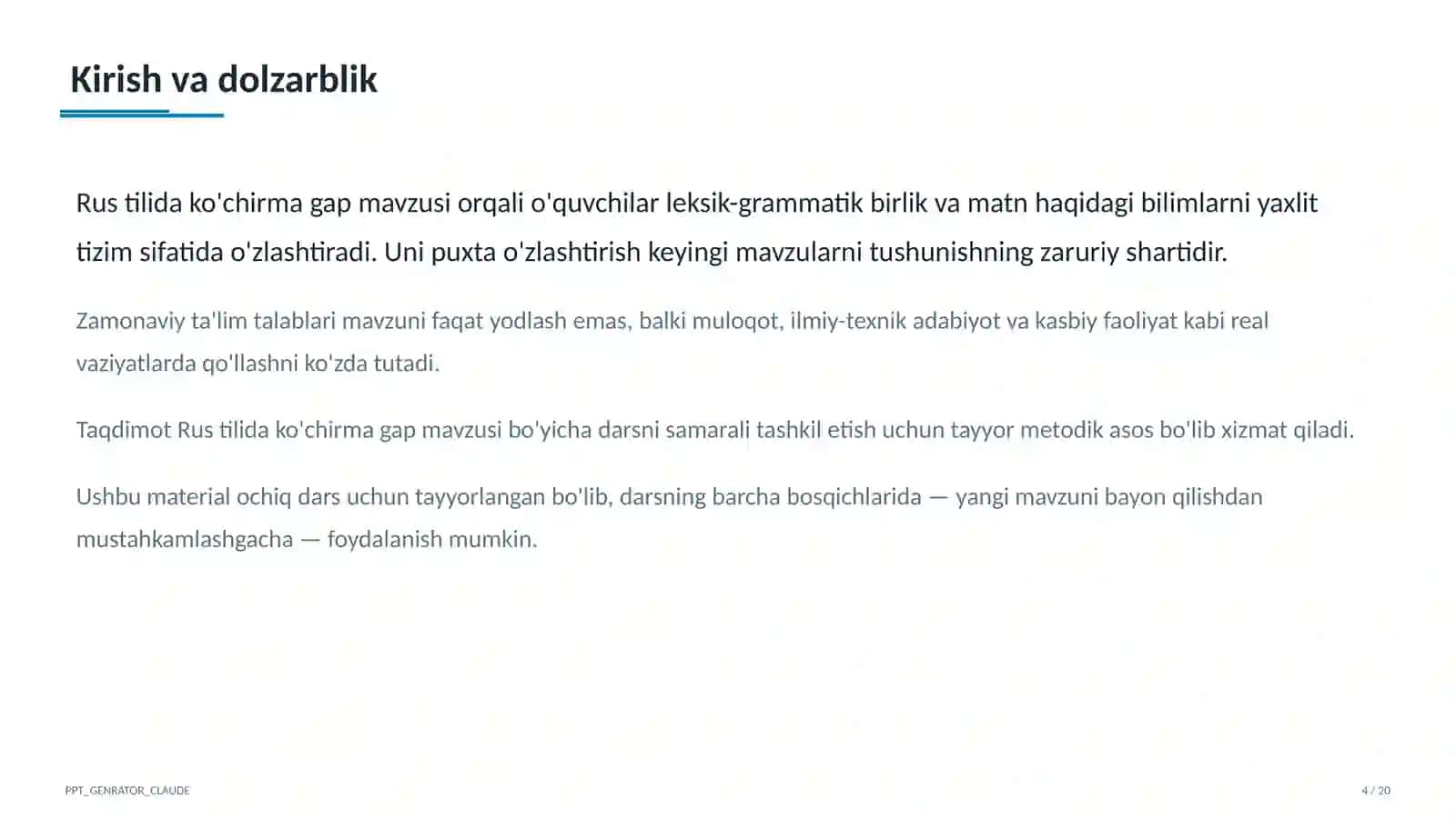 Rus tilida ko'chirma gap (9-sinf) 4