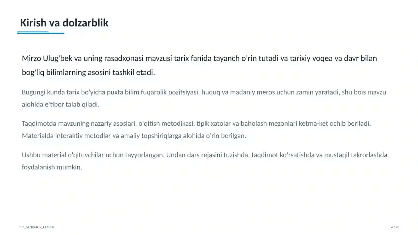 Mirzo Ulug'bek va uning rasadxonasi (5-sinf) 4