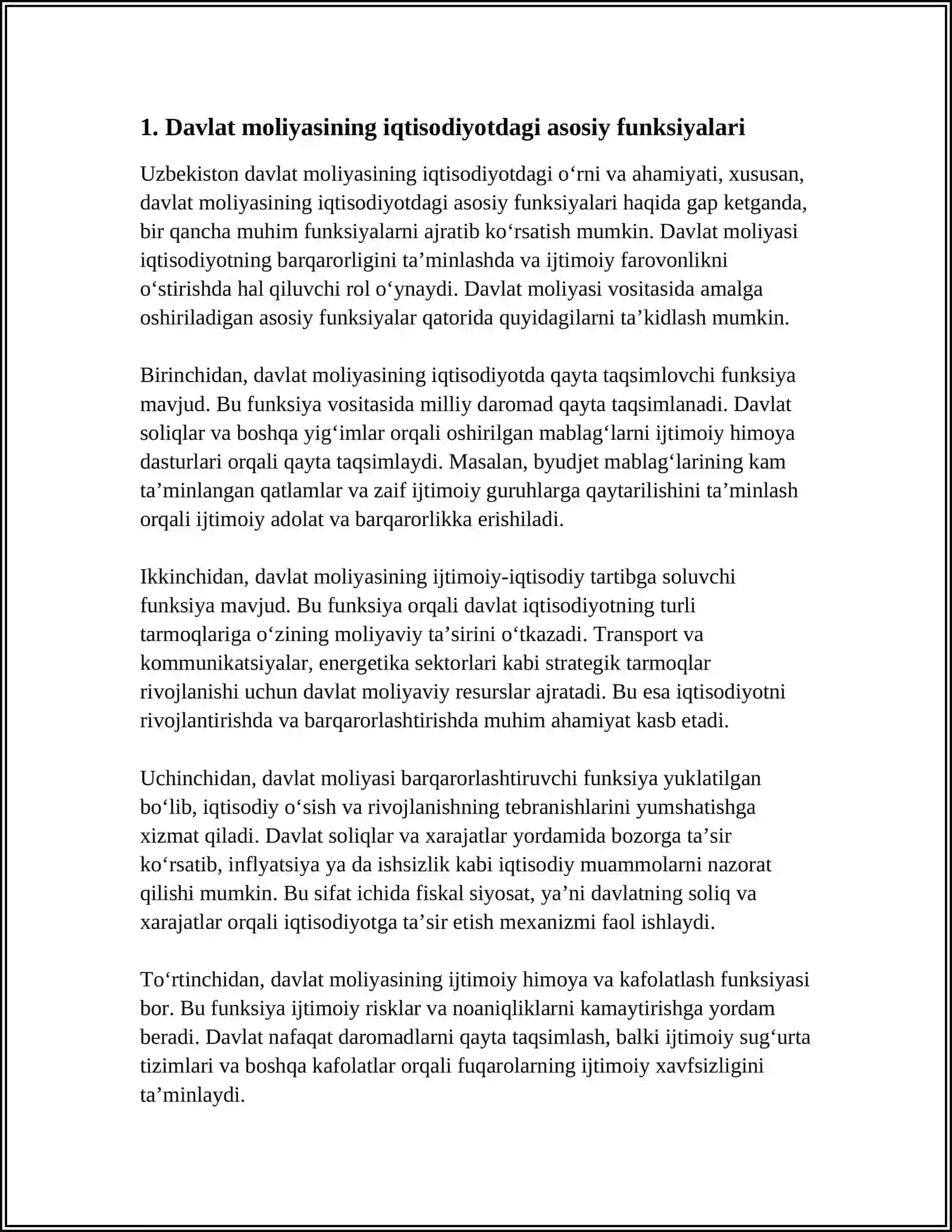 DAVLAT MOLIYASINING IQTISODIYOTDAGI O‘RNI VA AHAMIYATI 4