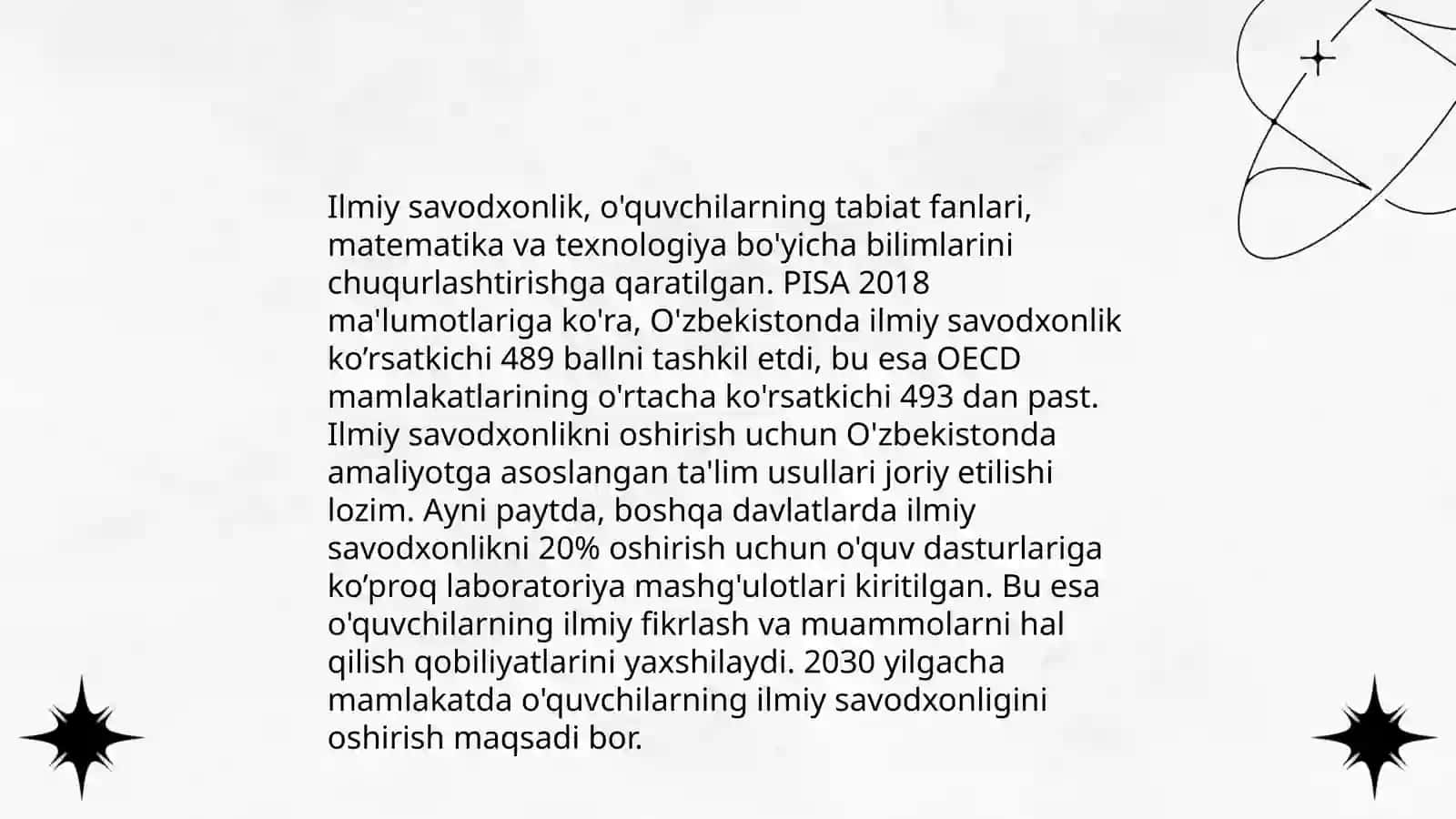 Tabiiy fanlar nazariyasi va metodikasini oʻqitishda PISA topshiriqlari asosida 4