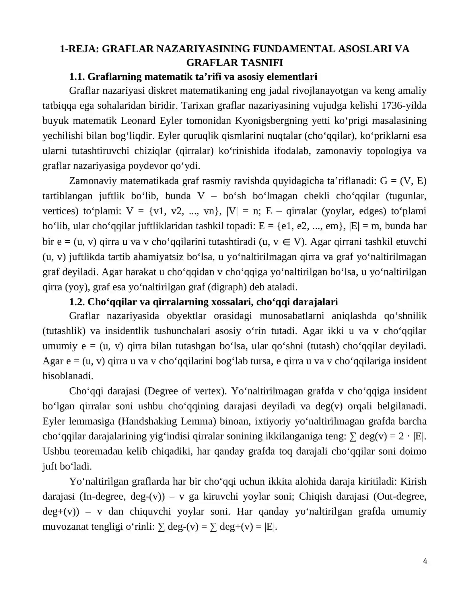 GRAFLAR TASNIFI VA IFODALASH USULLARI 4