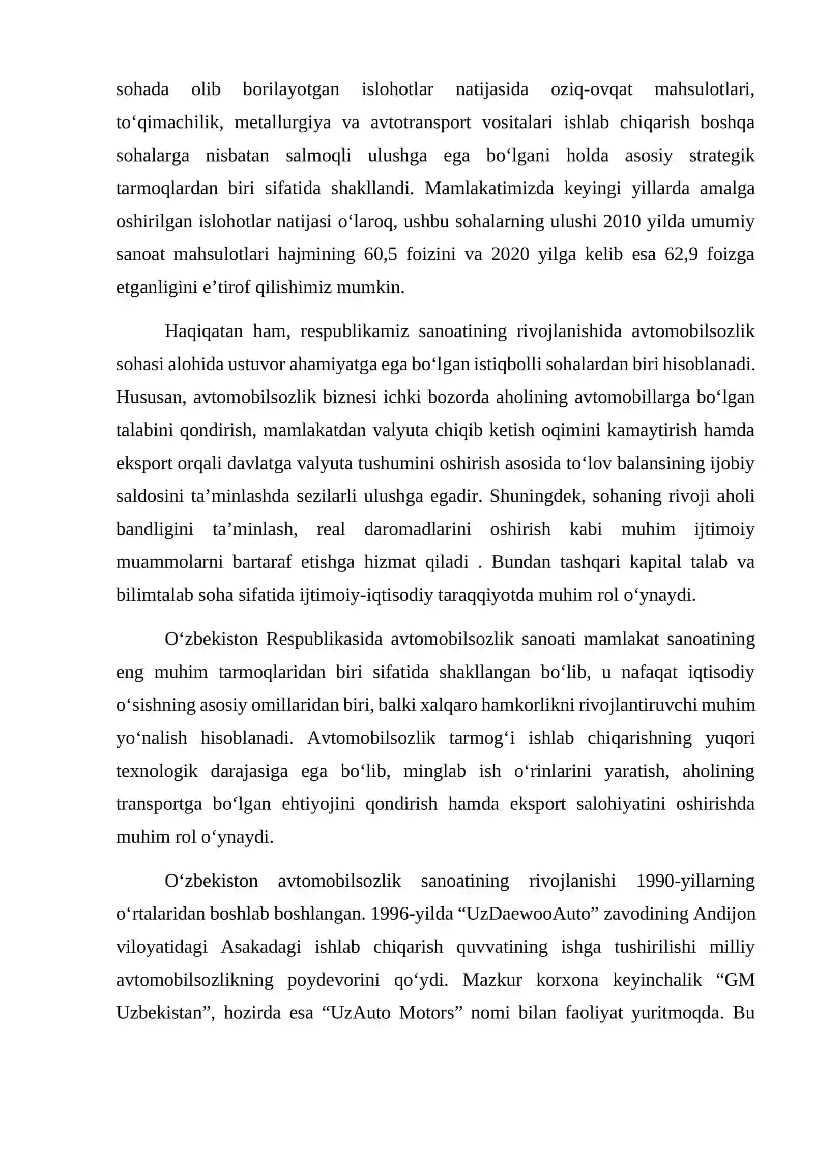 O’zbekistonda avtomobil sozligining tashqi sanoati 4