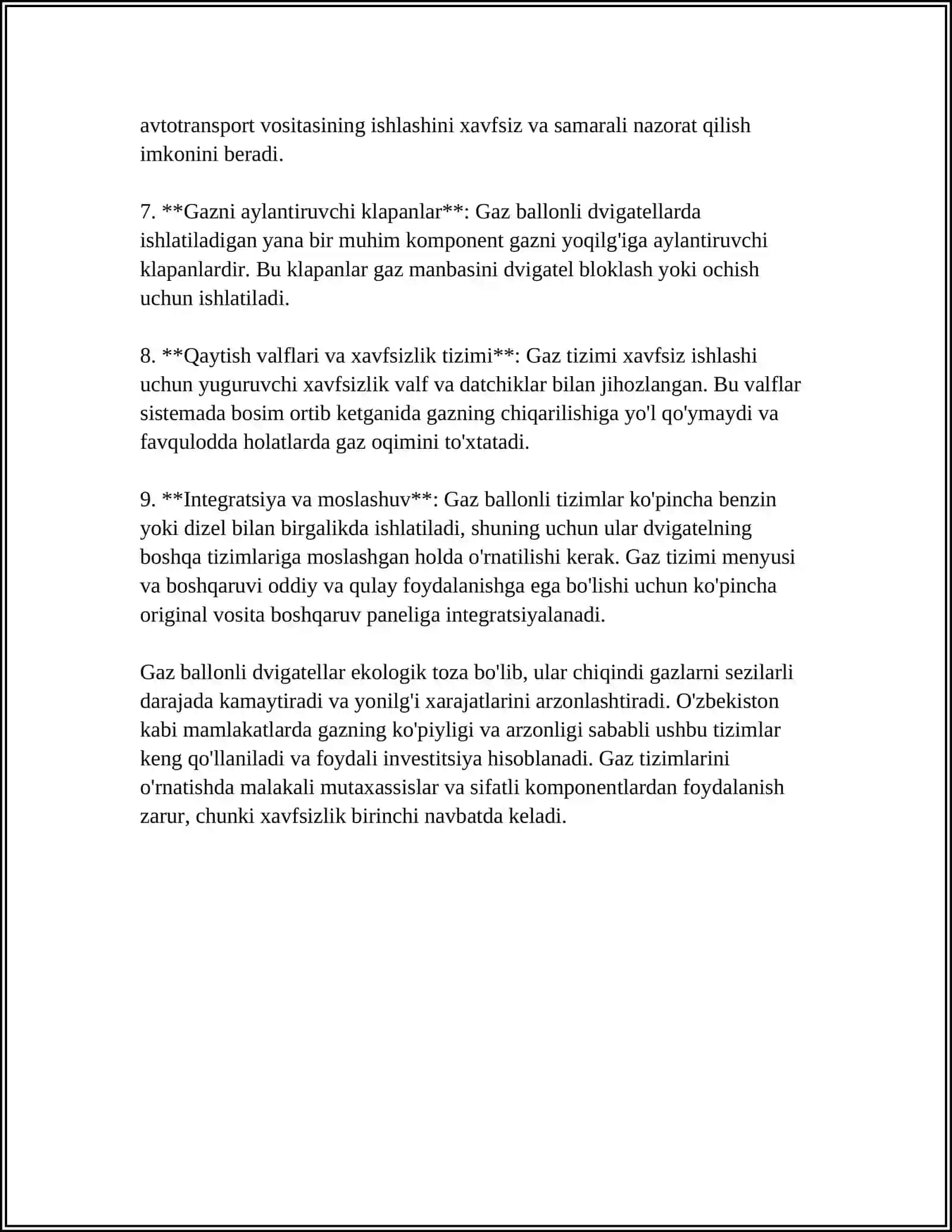 GAZ BALONLI AVTOMOBIL DVIGATELLARINING TAʼMINLASH TIZIMINI TUZILISHI VA ISHLASHINI OʼRGANISH 4