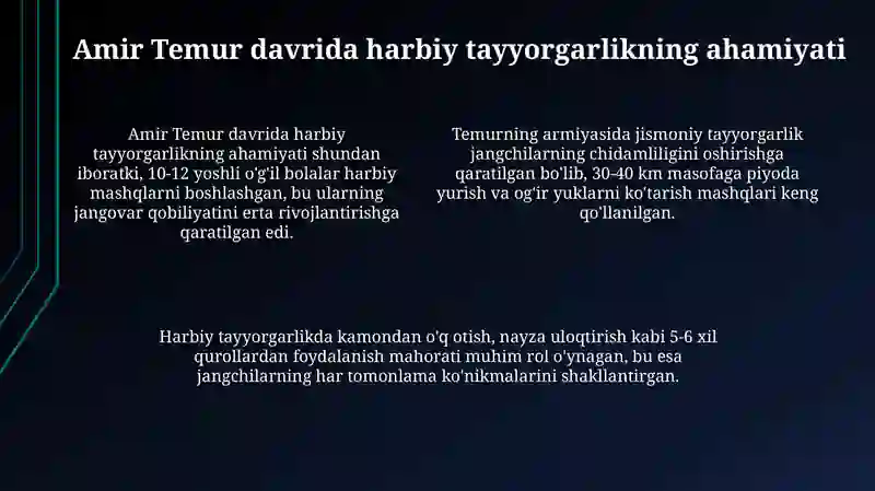 Amir Temurning harbiy-jismoniy ta'limoti 4
