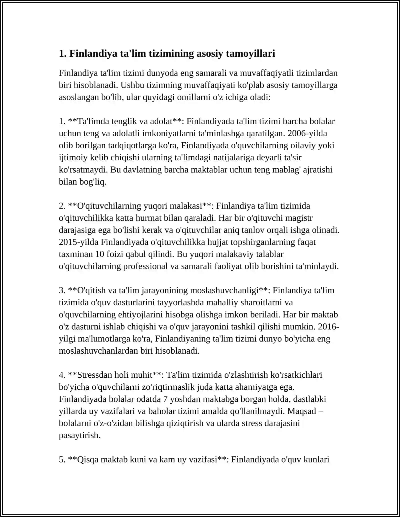 FINLANDIYA TA'LIM TIZIMI VA ALOHIDA TA'LIM EHTIYOJI BO'LGAN BOLALARGA TA'LIM TARBIYA BERISH TIZIMI 4