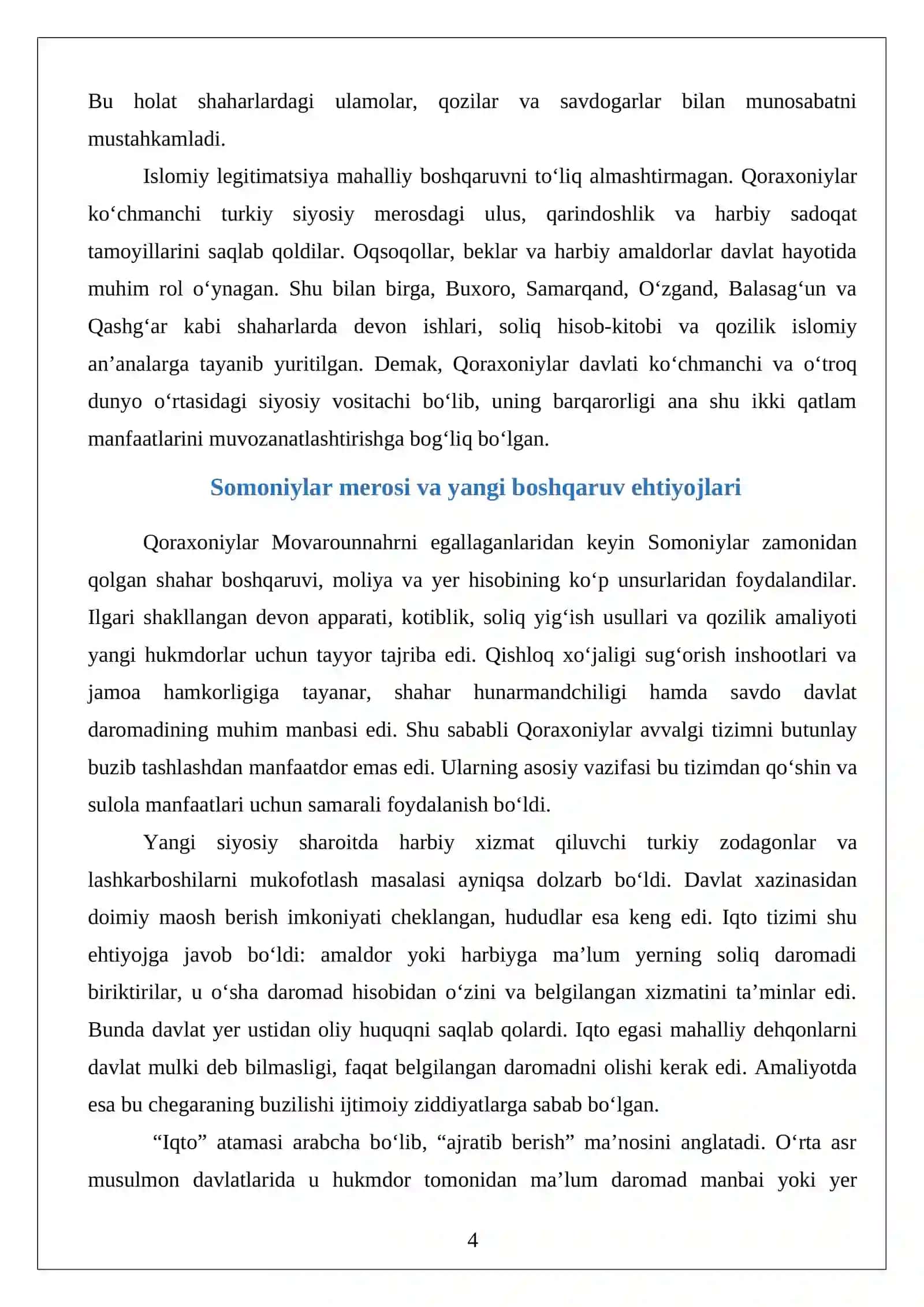 Qoraxoniylar davrida iqto tizimi va davlat boshqaruvi 4