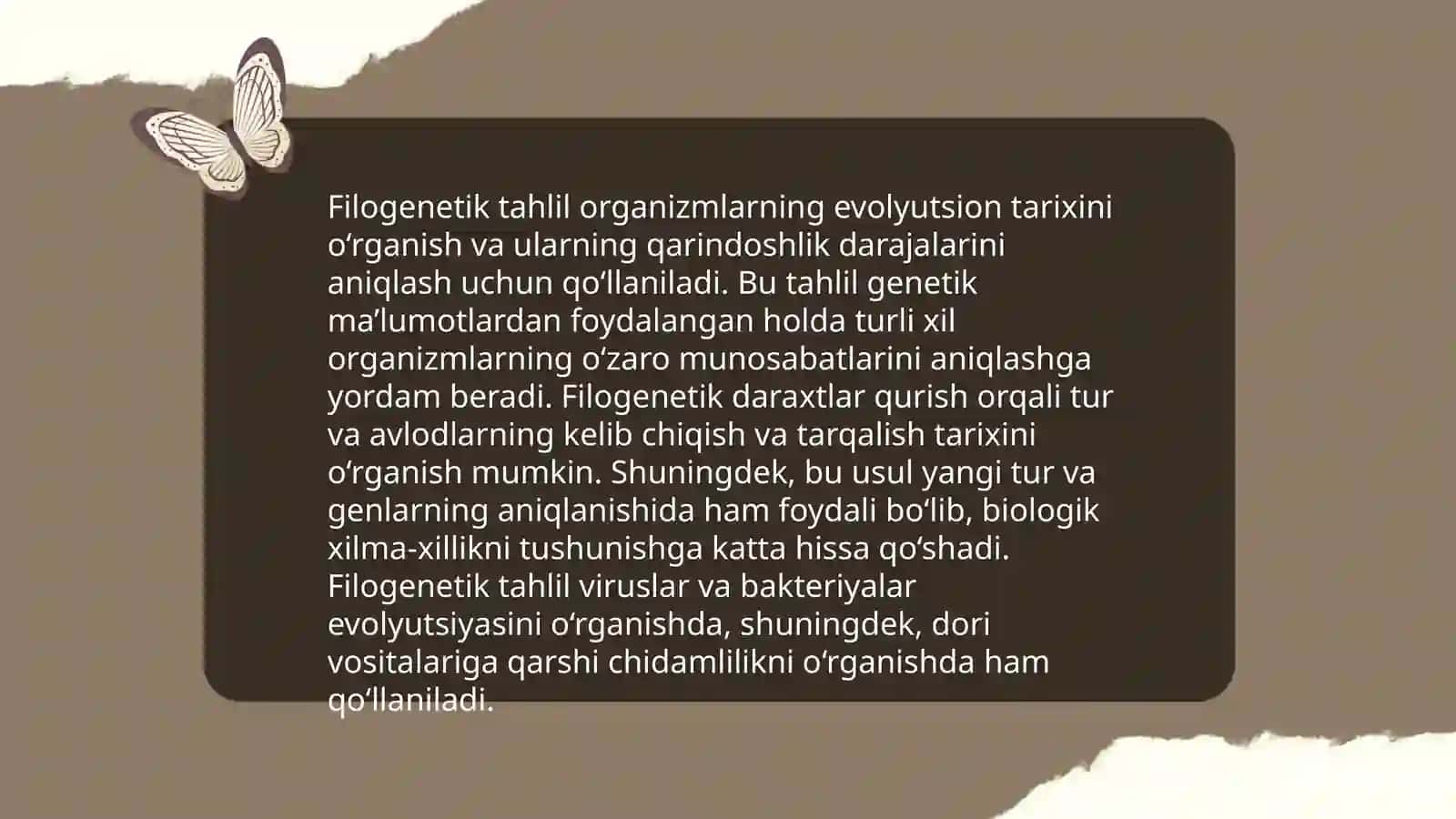 Filogenetik daraxtga oid masala va mashqlar tuzish va tuzish metodikasiga doir taqdimot tuzish 4