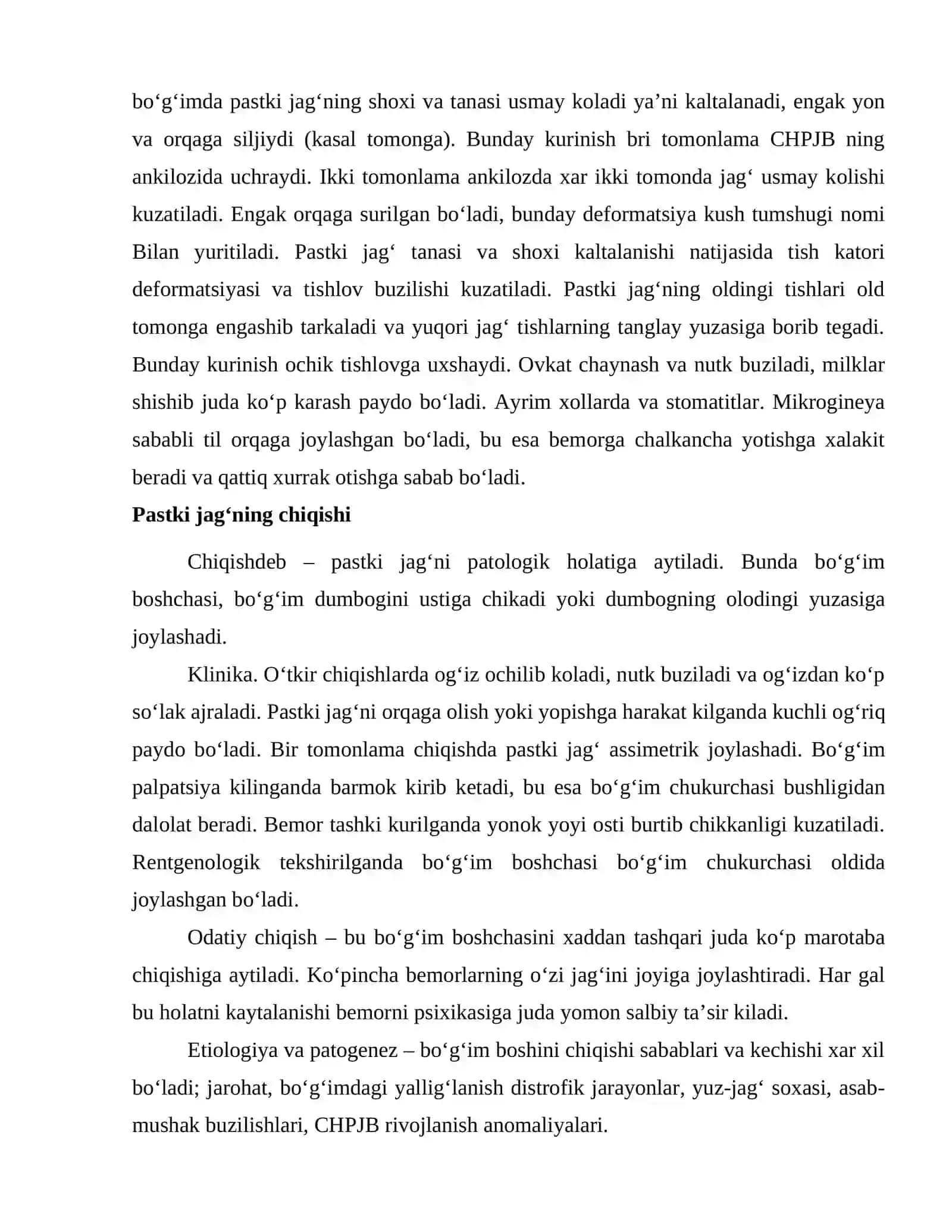Chakka pastki jagʻ boʻgʻimi kasalliklari 4