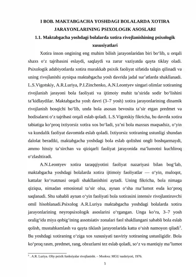 Maktabgacha yoshdagi bolalarda xotira jarayonlarini rivojlantirishning psixologik va metodik asoslari 4