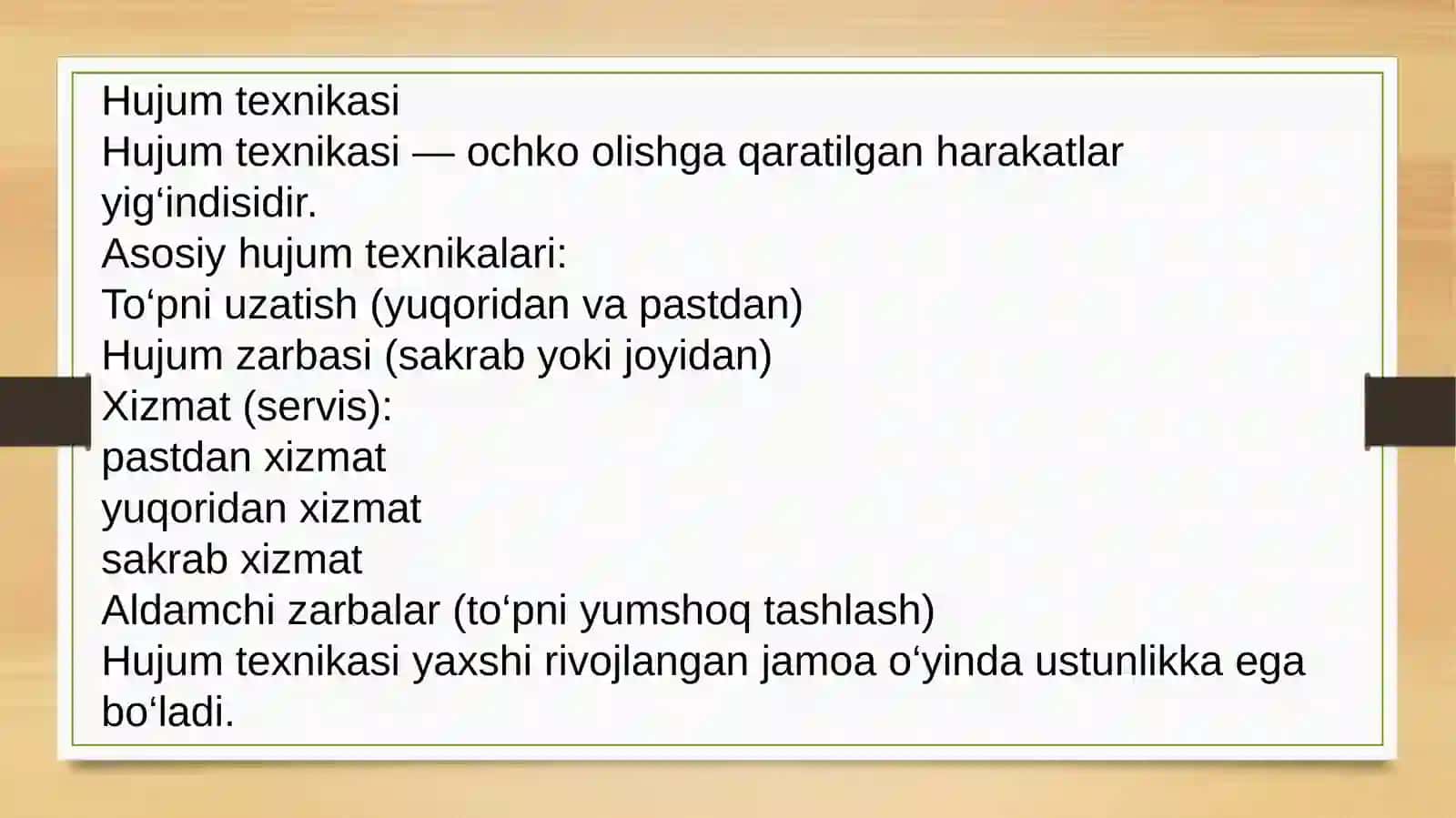 Voleybol o‘yini texnikasi va taktikasi 4