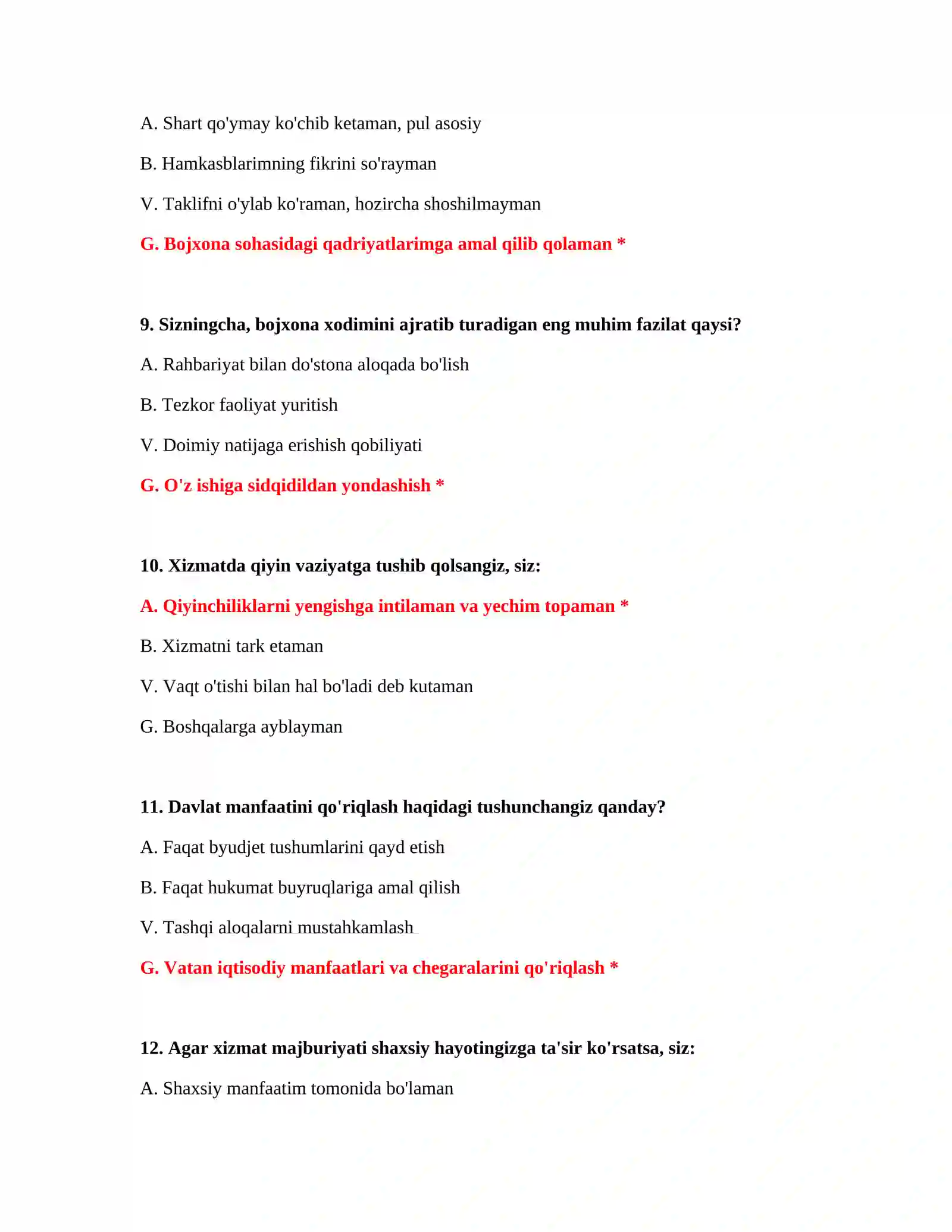 Bojxona savollari 100 ta 4