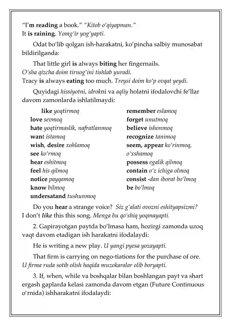The Present Continuous Tense (Hozirgi davom zamon) 4