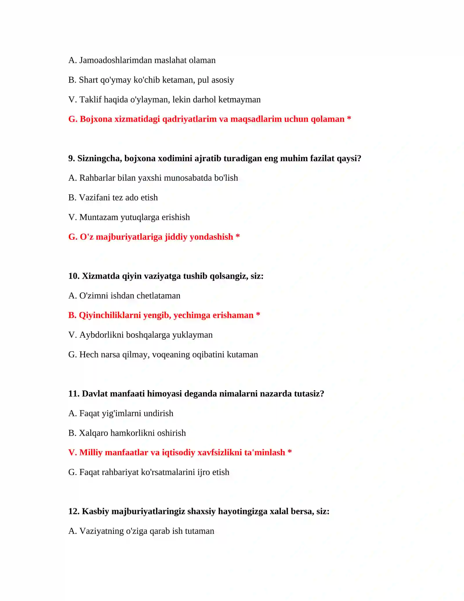 Tashqi savdo bojxona testlari 4