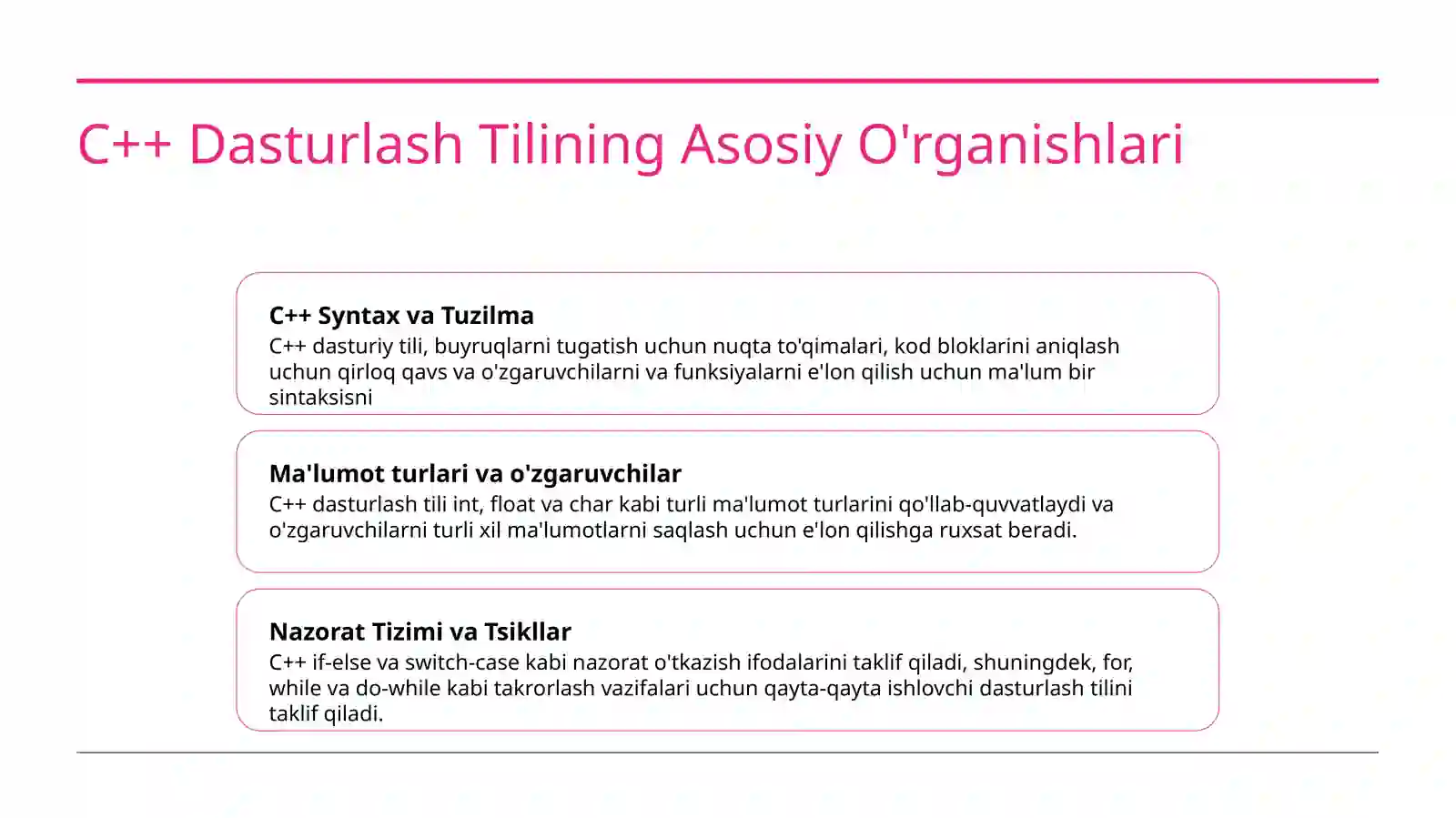 C++ Dasturlash Tilining Asosiy Xususiyatlari 4