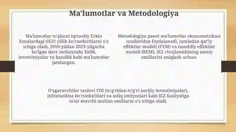 Erkin iqtisodiy zonalar rivojlanish ko'rsatkichlarini ekonometrik modellashtirish 4