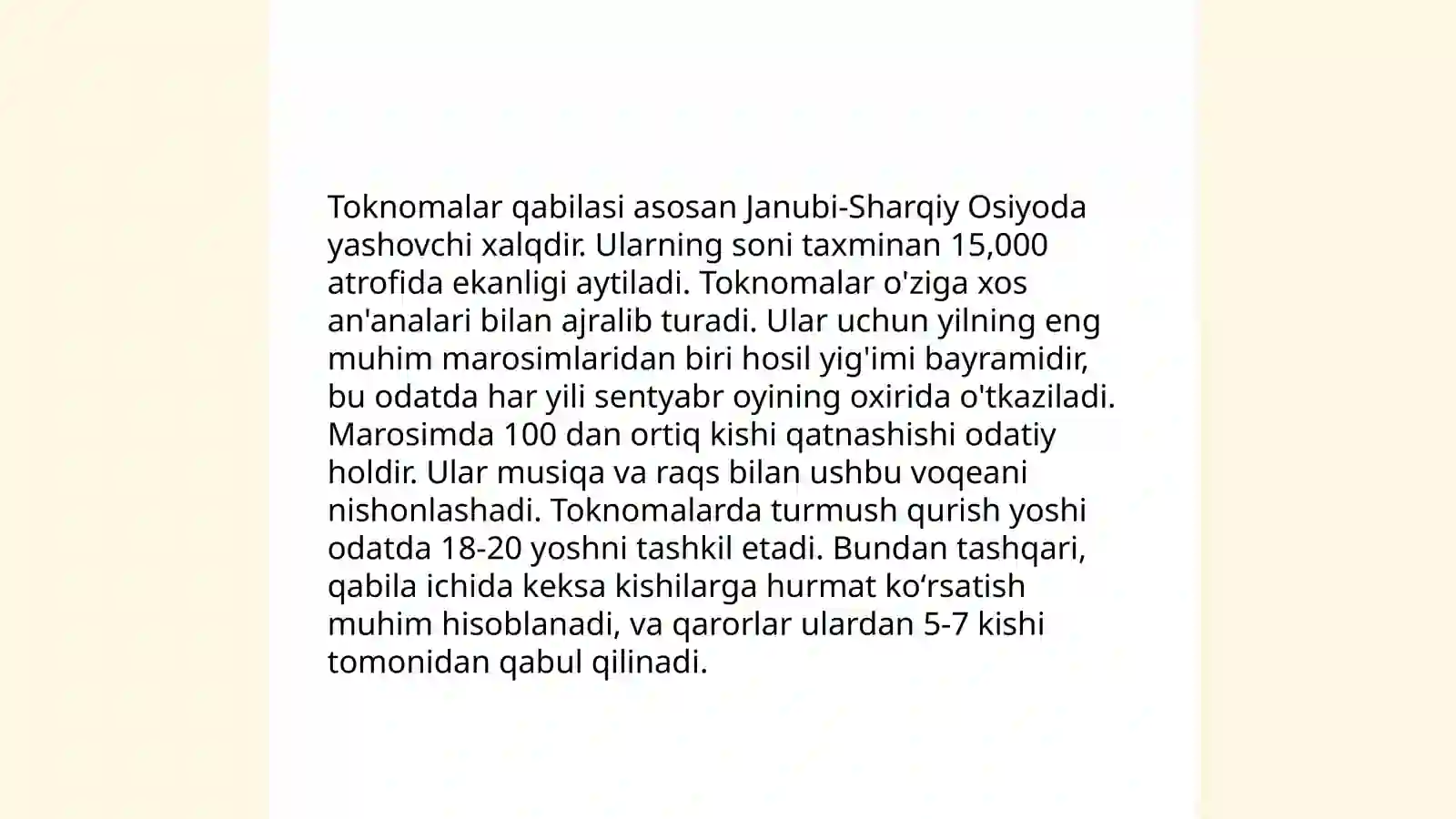 Toknomalar qabilasi 4