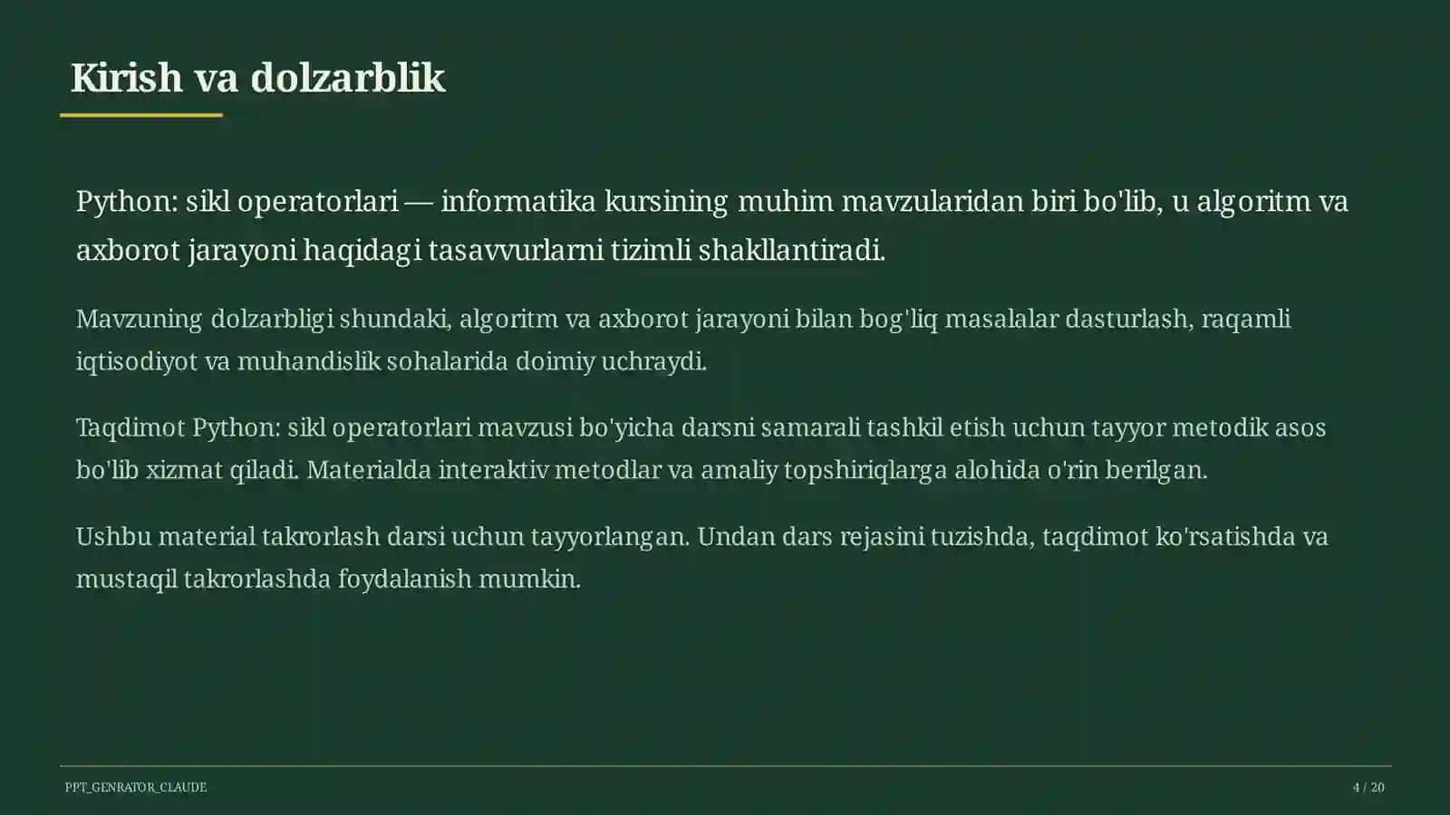 Python: sikl operatorlari (8-sinf) 4