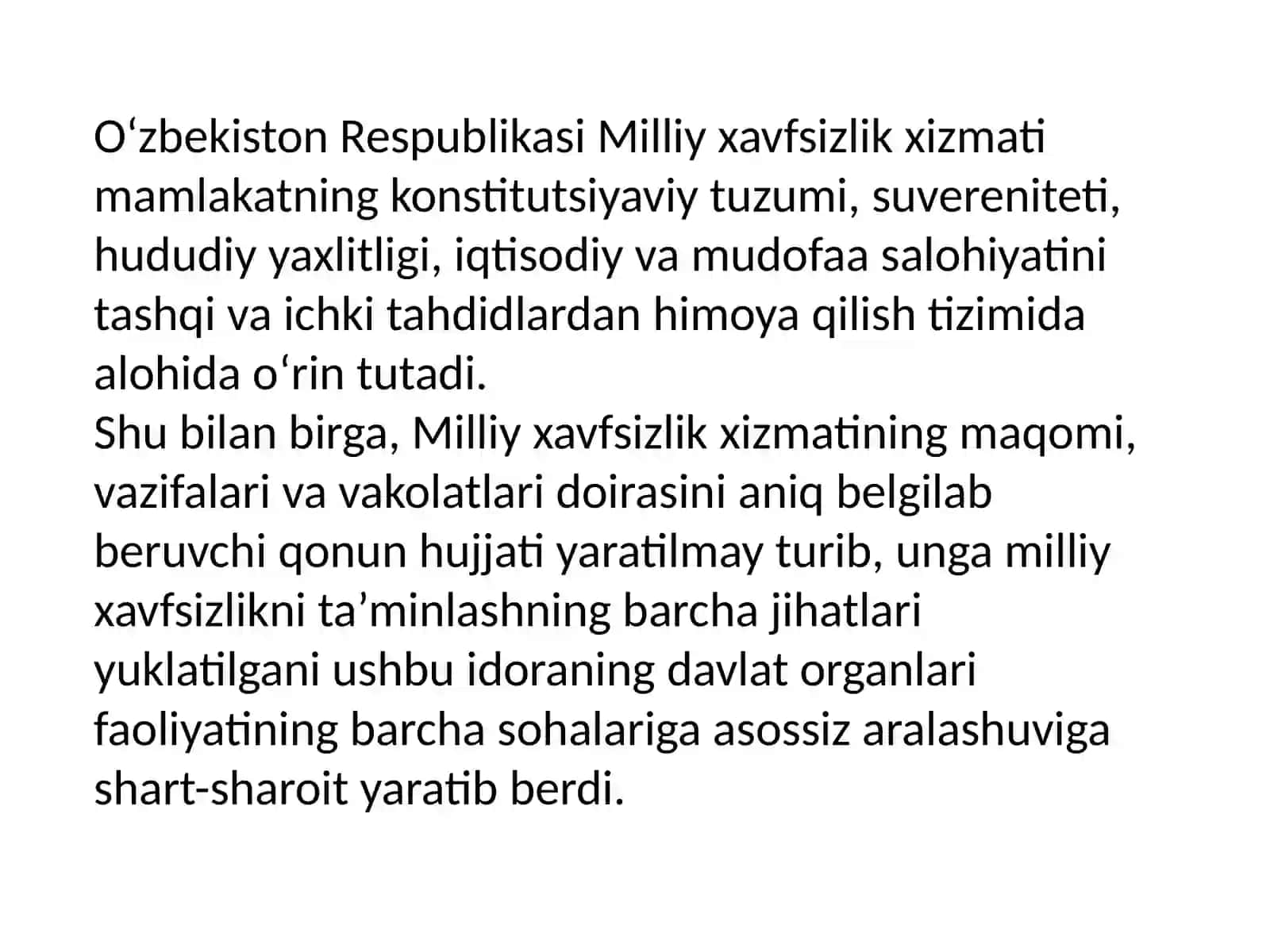 Milliy xavfsizlikni taʼminlash borasida amalga oshi-rilayotgan ishlar 4