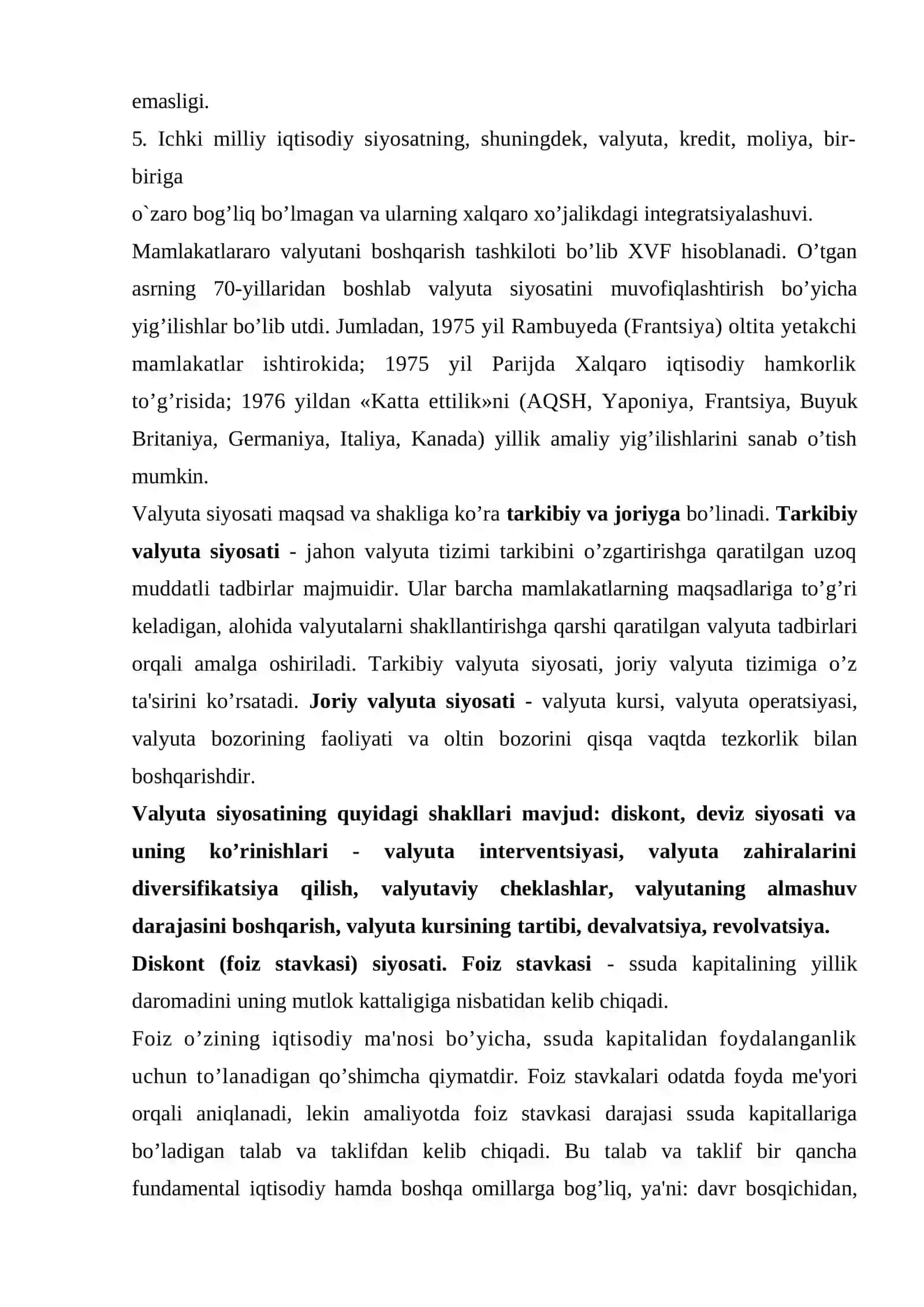 Xalqaro moliya munosabatlarida mamlakat valyuta siyosatining o’rni va ahamiyati 4