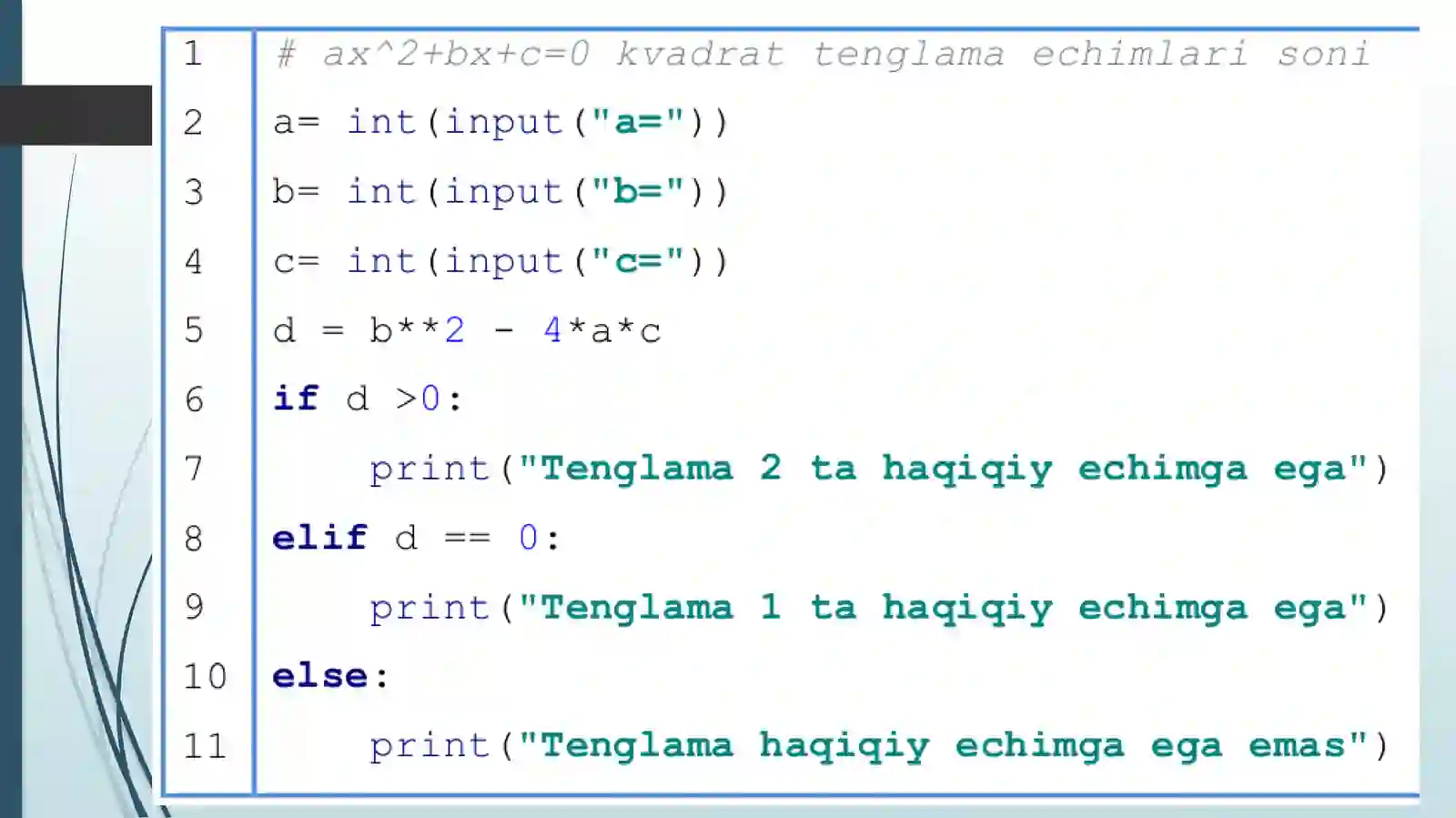 Python (Basic) if - shart amali (operatori). 4