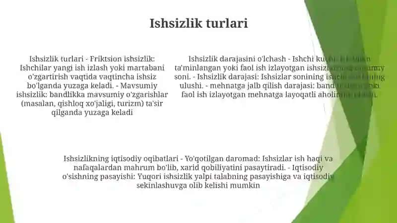 Ishsizlik Darajasining OʻLchanishi. Ishsizlikning Iqtisodiy Oqibatlari 4