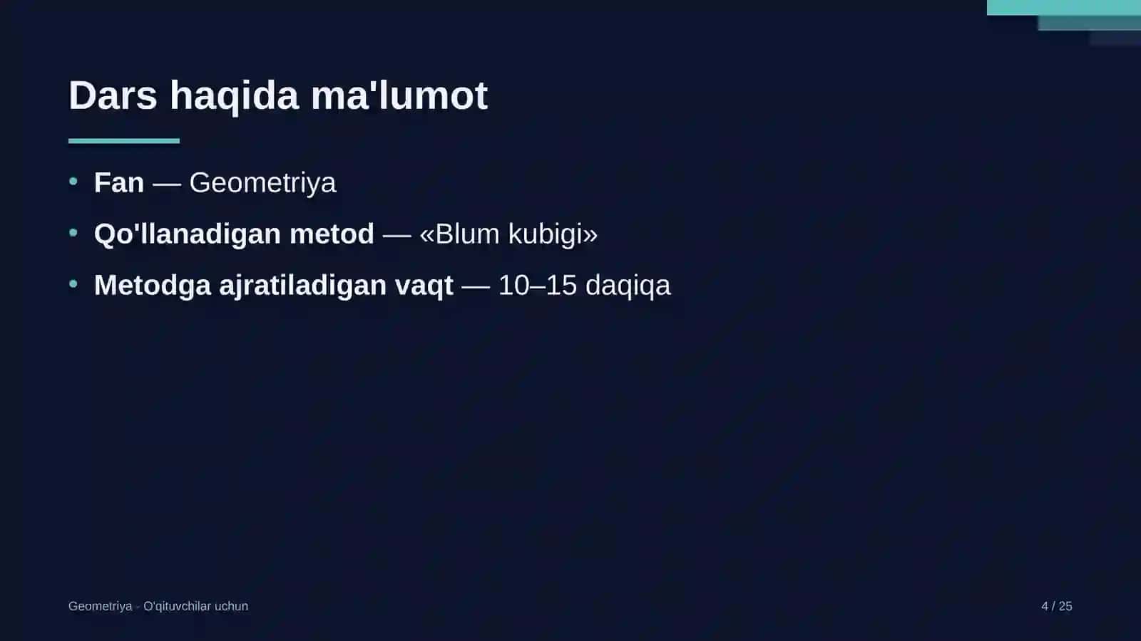 geometriya darslarida blum kubigi metodidan foydalanish 4265 4