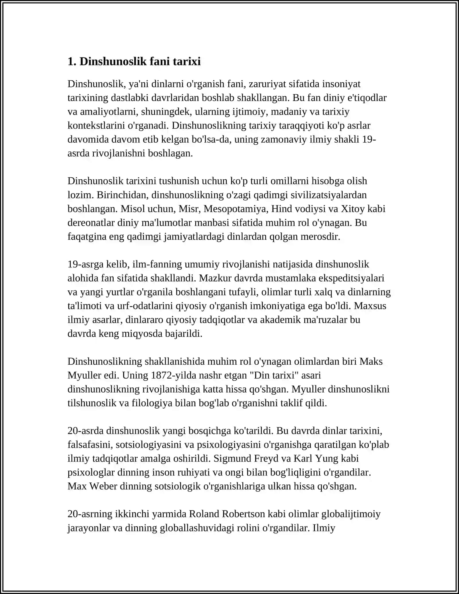 DINSHUNOSLIKNING FAN SIFATIDA SHAKLLANISHI, PREDMETI, FUNKSIYALARI, KATEGORIYALARI 4