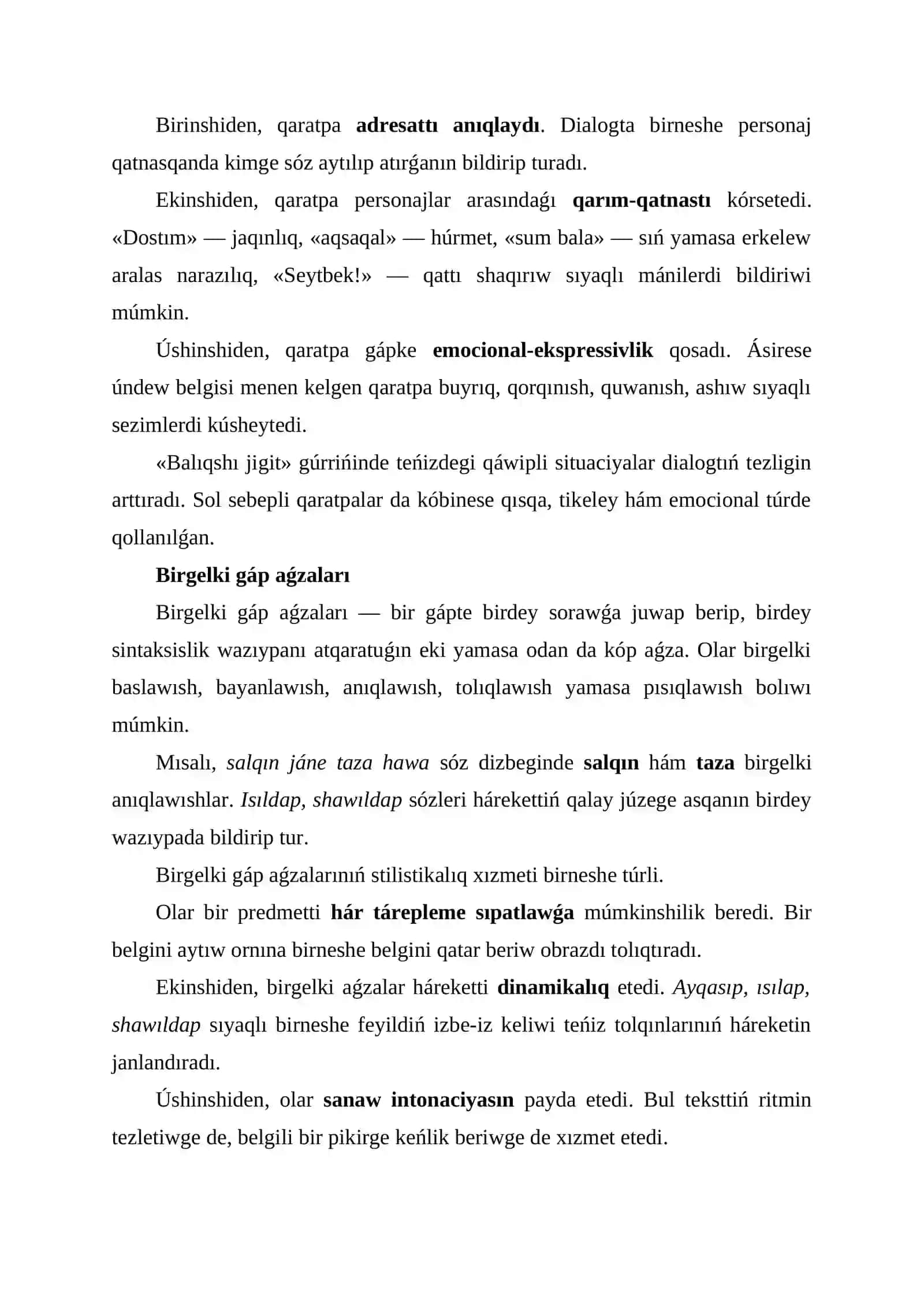 Ótegen Ayjanovtıń «Balıqshı jigit» gúrrińi materialları tiykarında 4